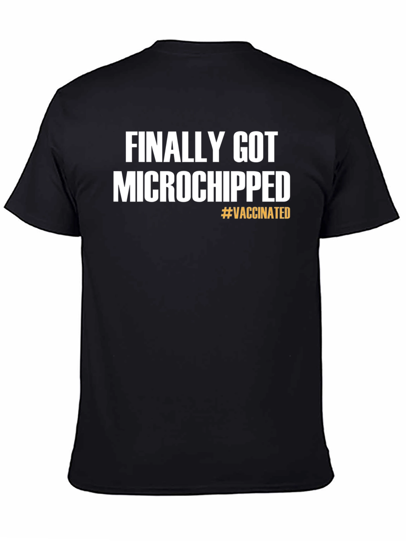 Black Finally Microchipped Vaccinated T-Shirt view 4