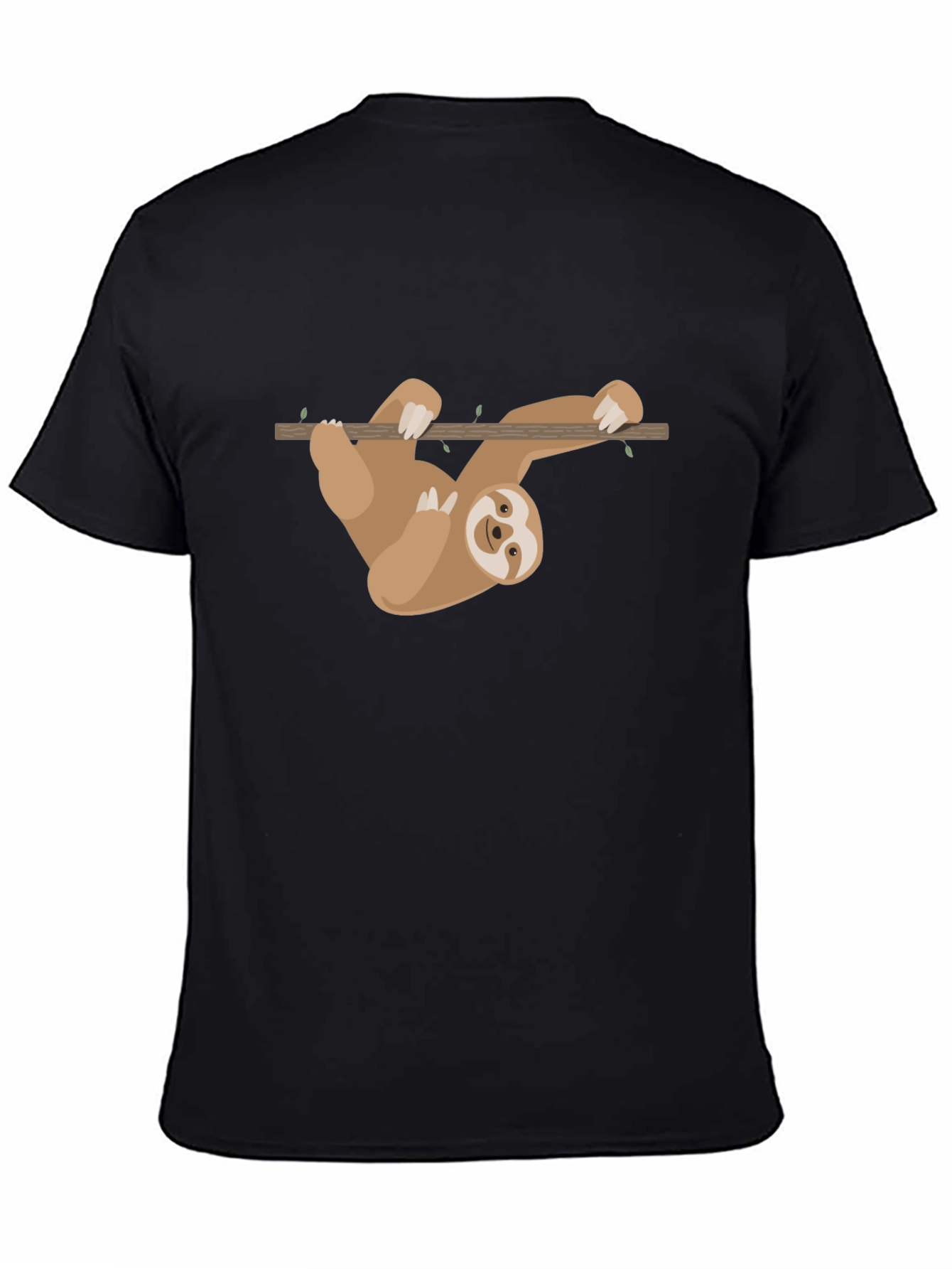 Black Sloth Hanging T-Shirt - Cute Cartoon Design view 4