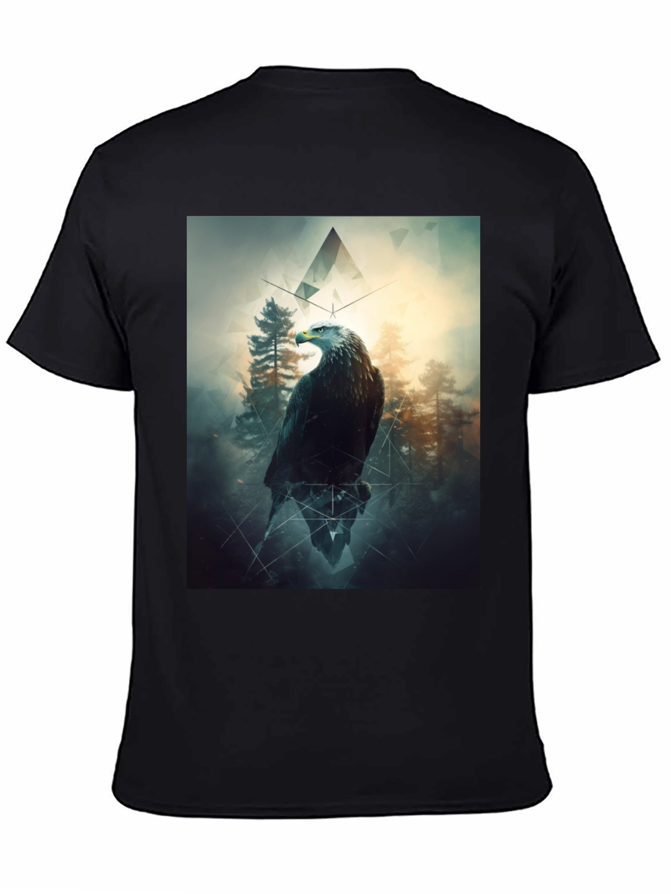 Black Eagle Forest Graphic Print Black T-Shirt view 4