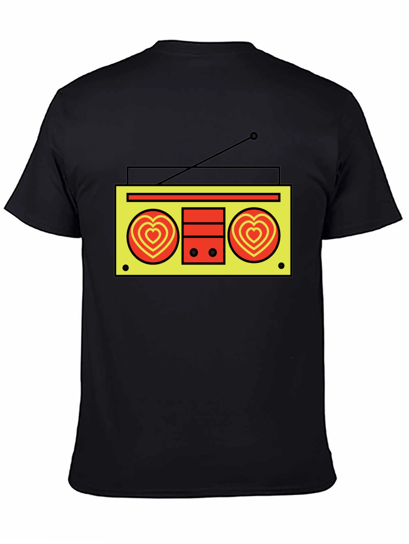 Black Retro Radio Heart T-Shirt - Black view 4