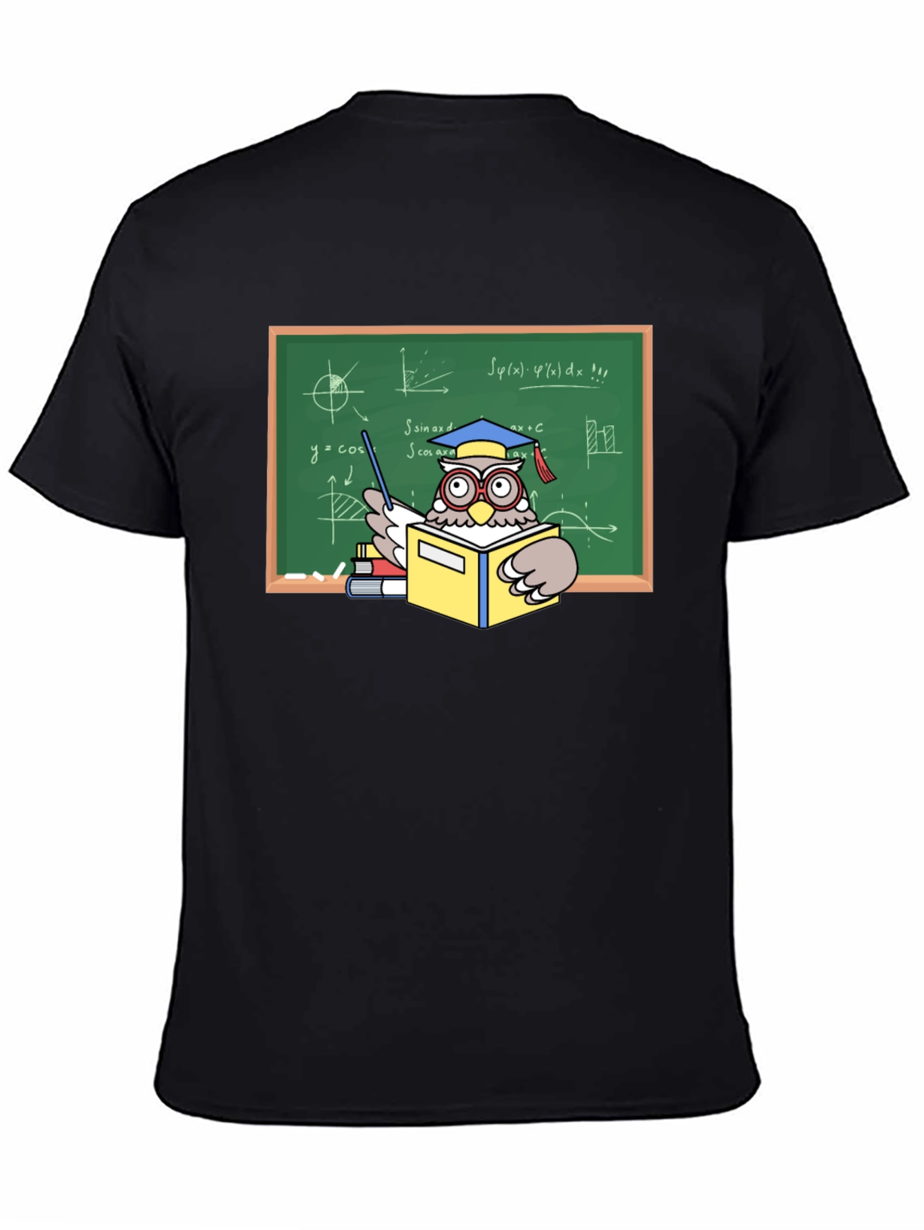 Black Professor Owl Graphic T-Shirt - Academic Humor view 4