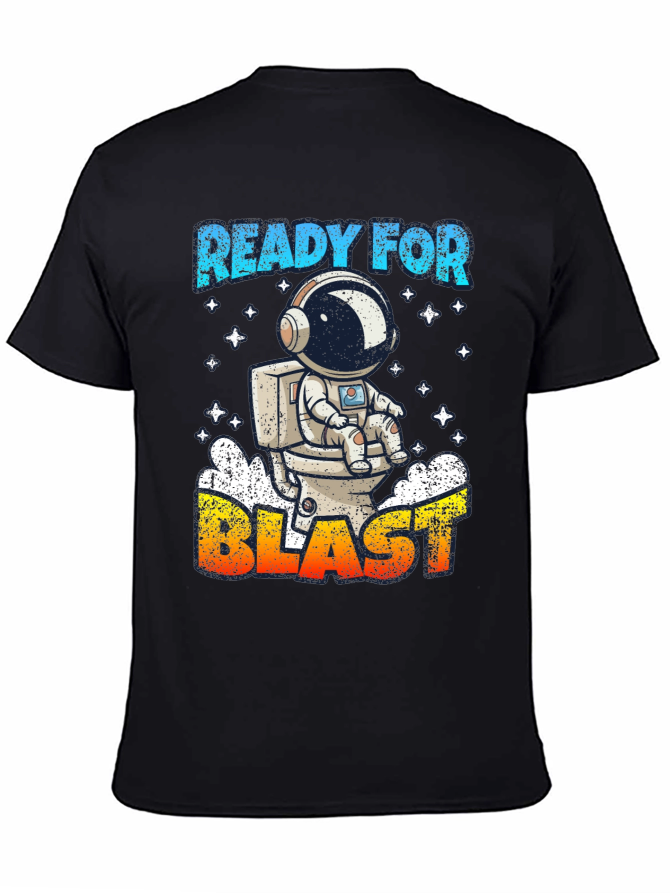 Black Ready for Blast Astronaut T-Shirt - Funny Space Tee view 4