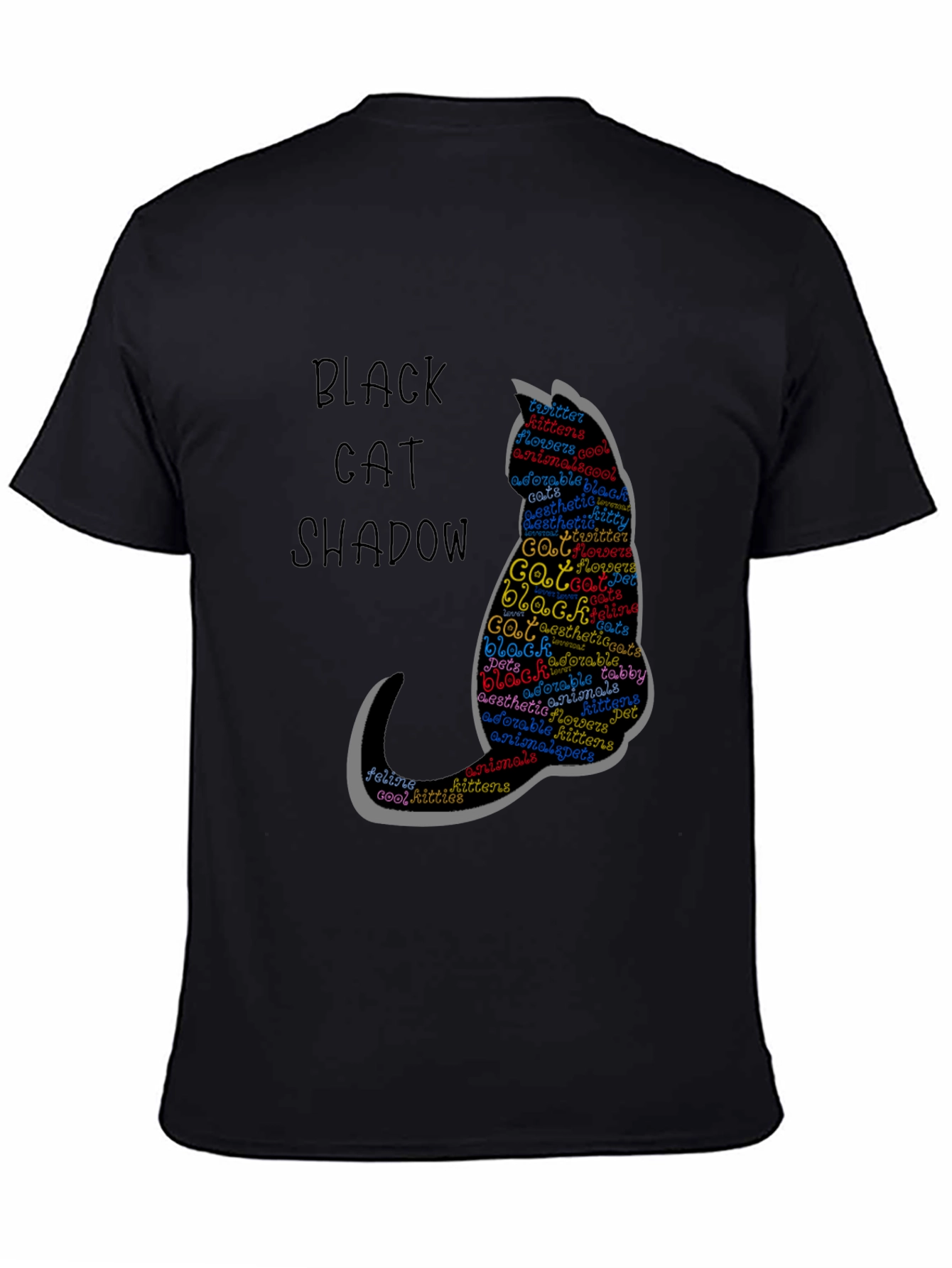 Black Black Cat Shadow Word Art T-Shirt, Pet Lover Gift view 4