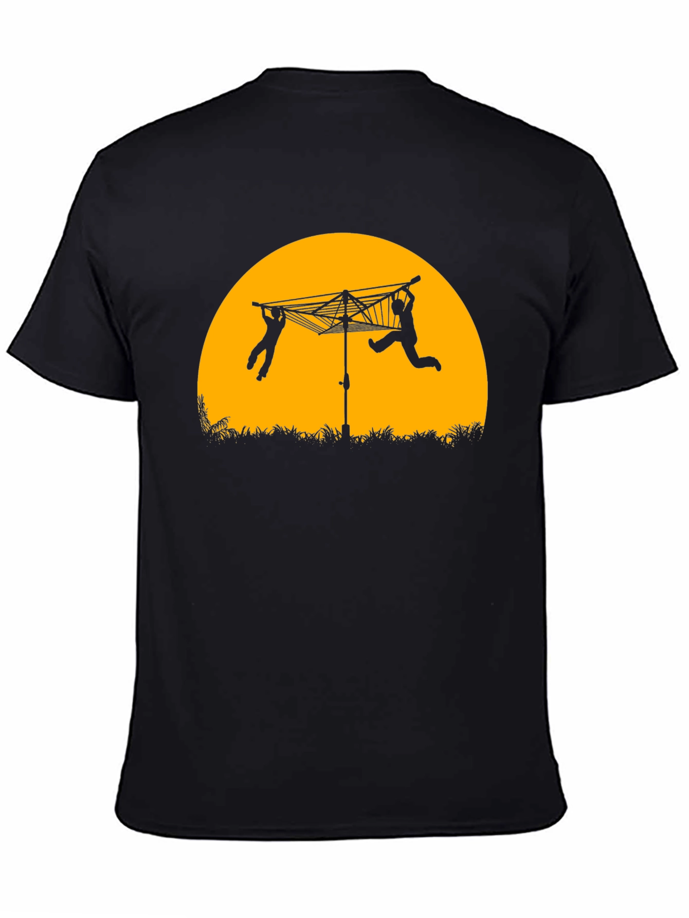 Black Funny Clothesline Silhouette T-Shirt view 4