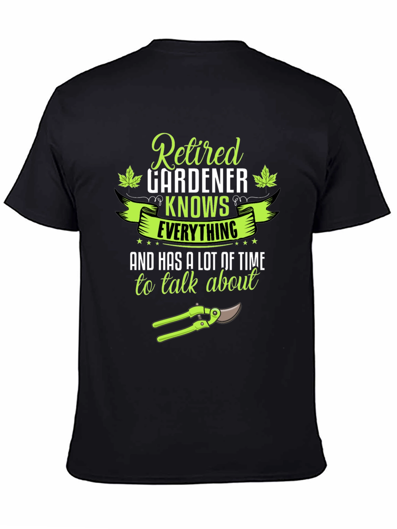 Black Retired Gardener T-Shirt - Knows Everything view 4