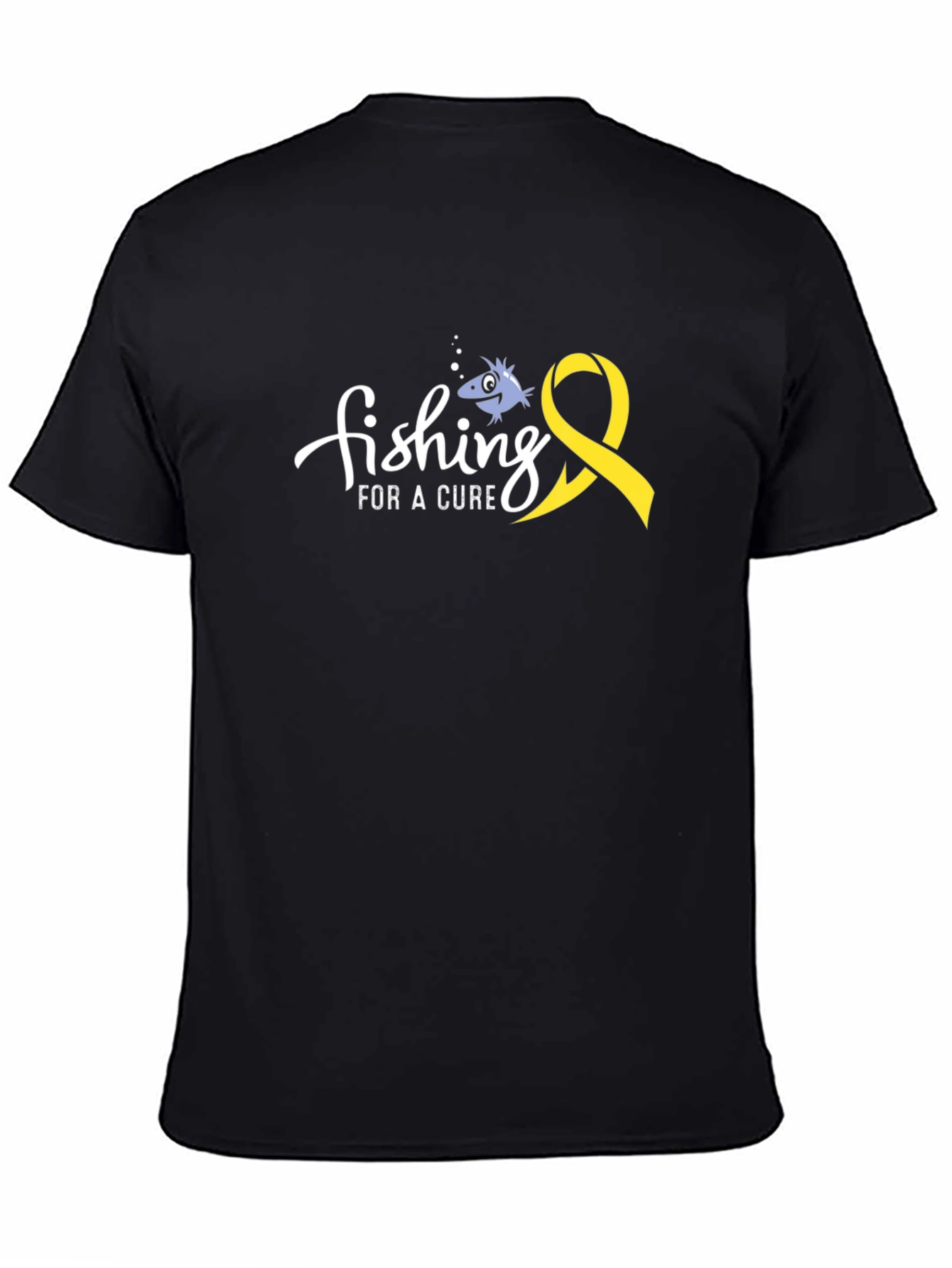 Black Fishing for a Cure T-Shirt - Childhood Cancer Awareness view 4
