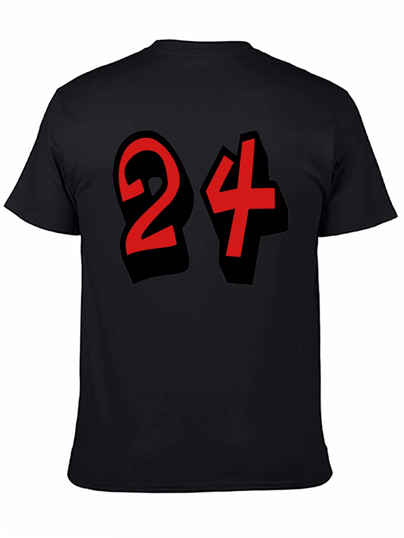 Black Bold Number 24 Graphic Tee - Black Cotton Blend view 4