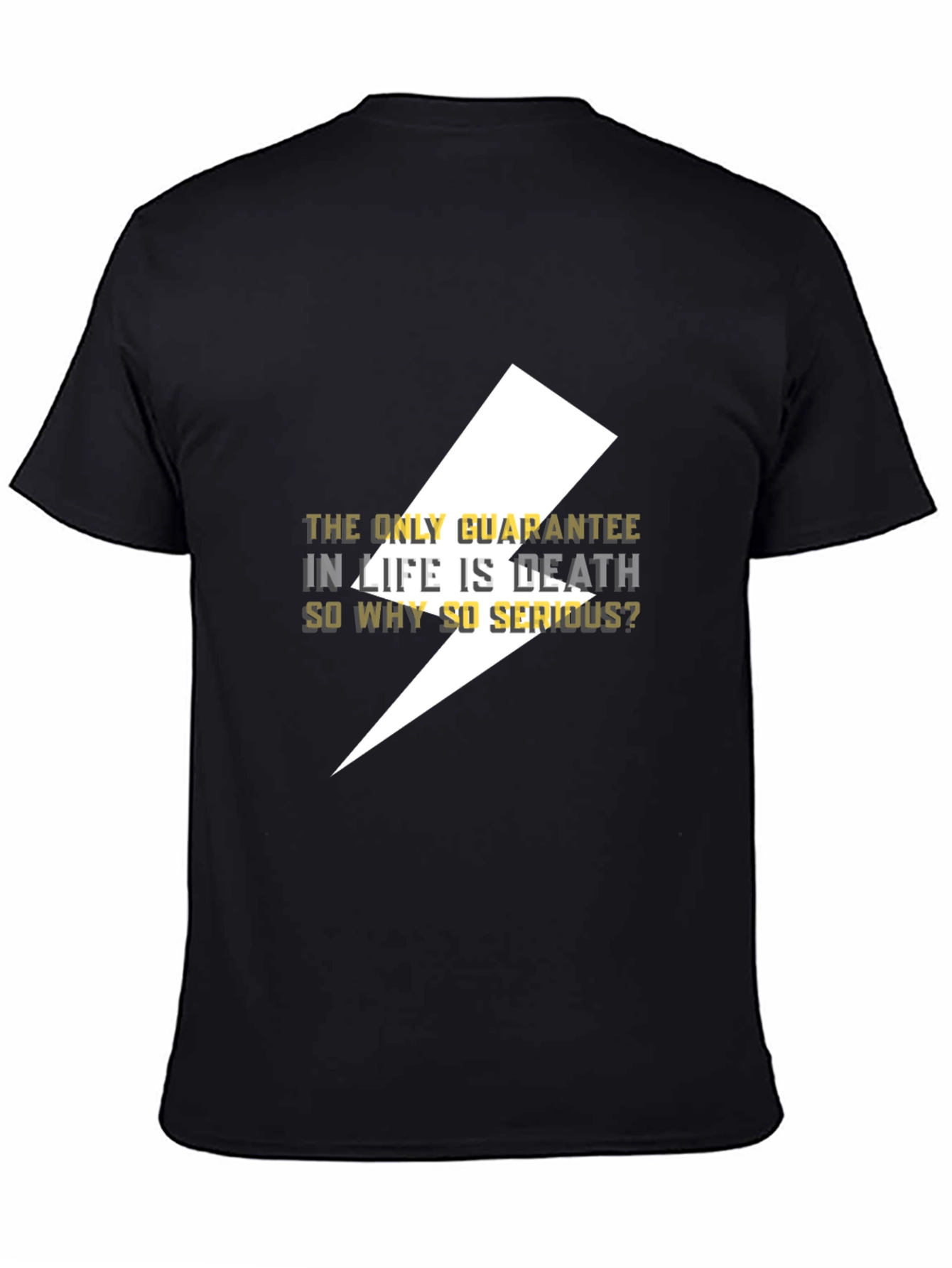 Black Edgy Graphic Tee - "The Only Guarantee is Death" Black T-Shirt view 4