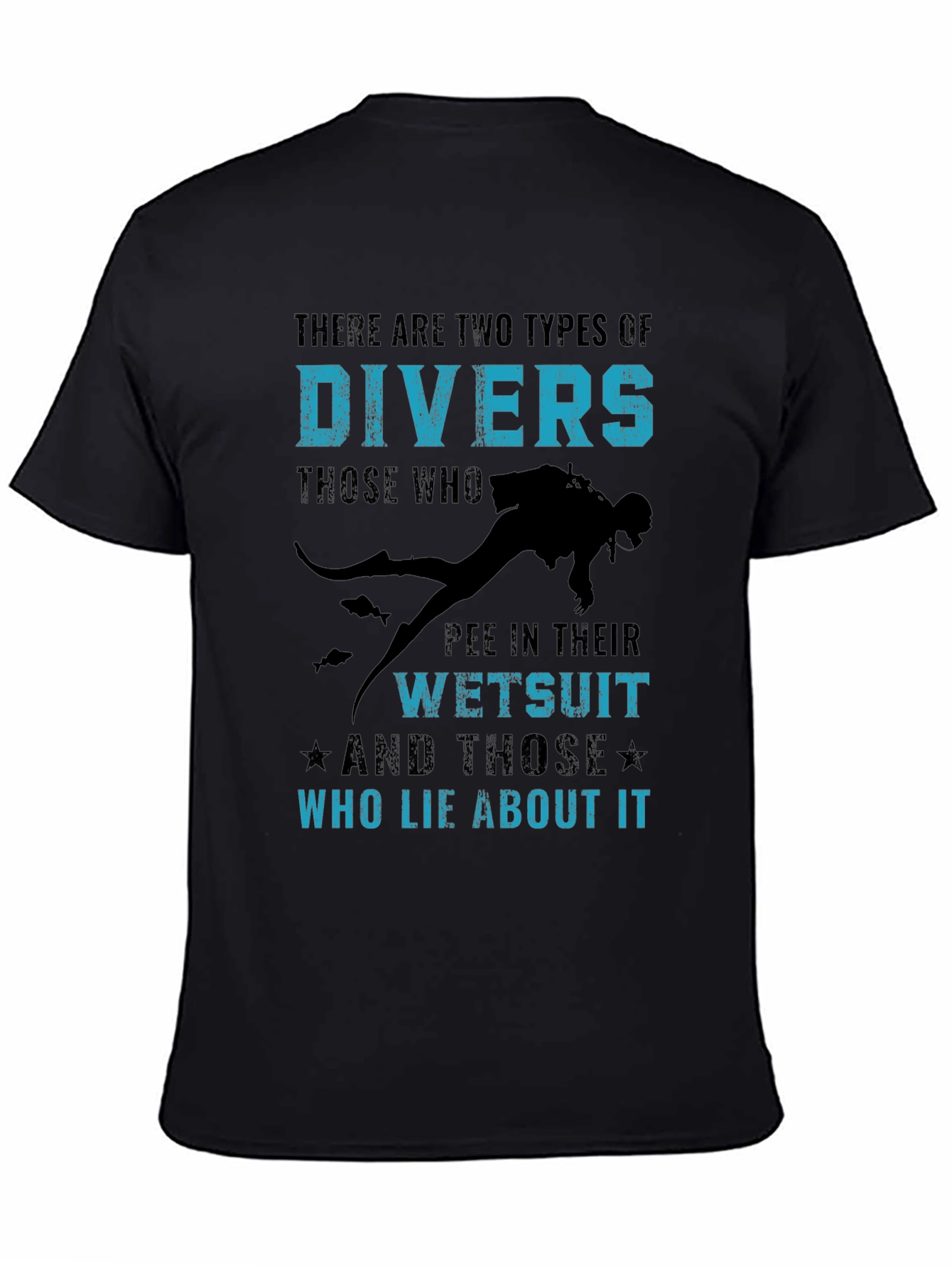 Black Funny Diver T-Shirt - Two Types of Divers view 4