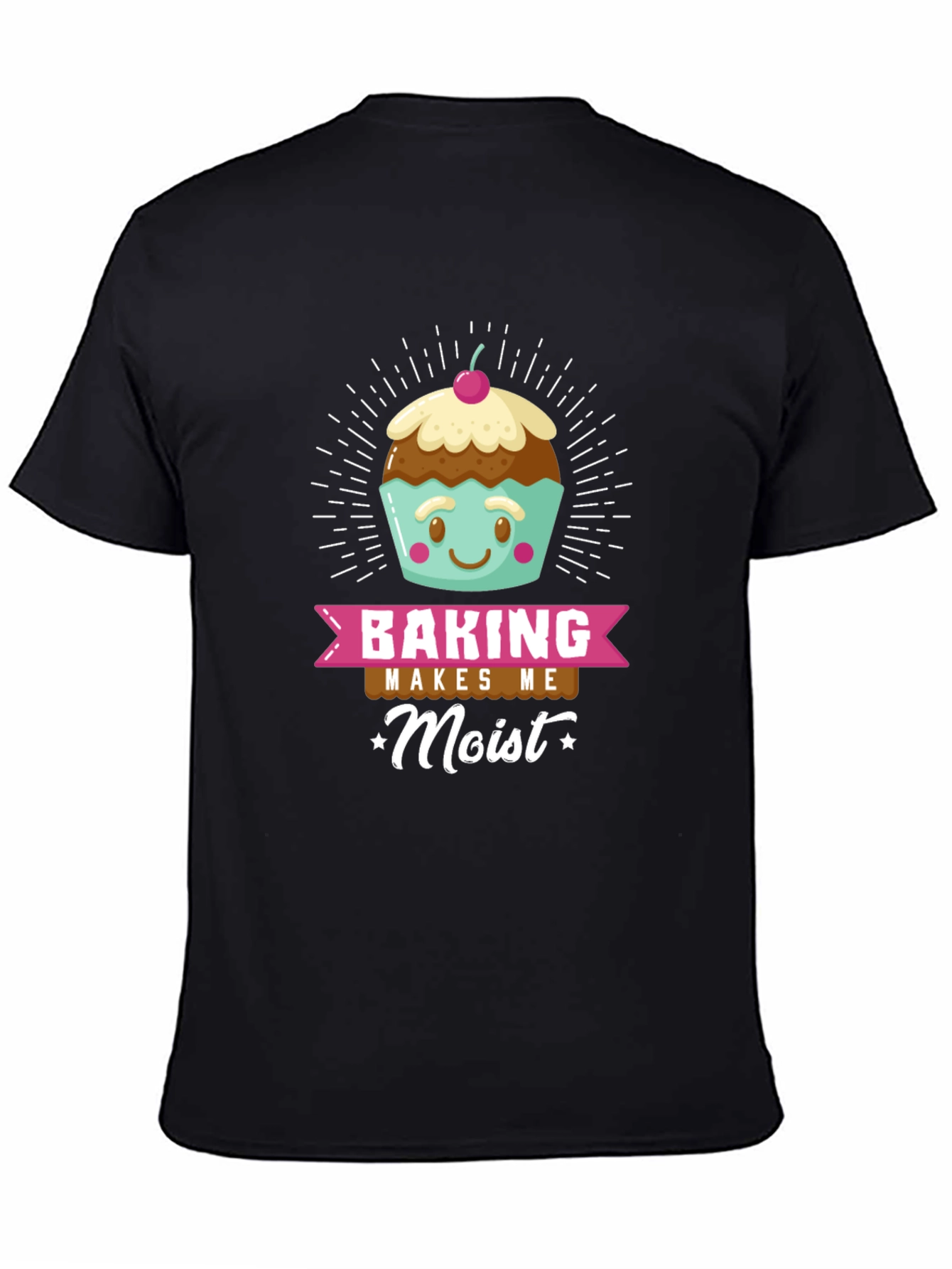 Black Baking Makes Me Moist Funny T-Shirt view 4