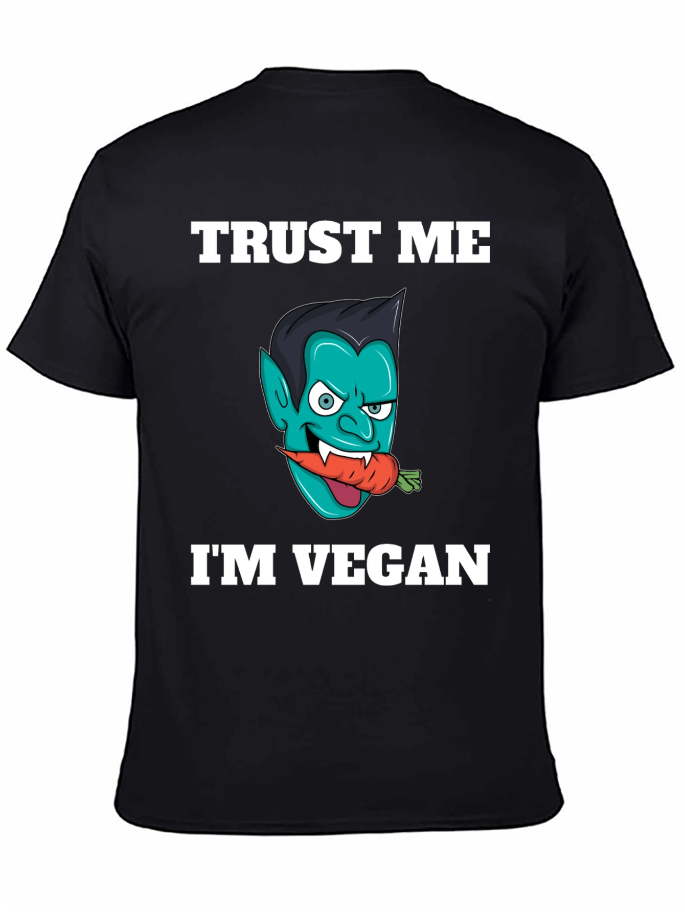 Black Vegan Vampire T-Shirt - Trust Me, I'm Vegan! view 4