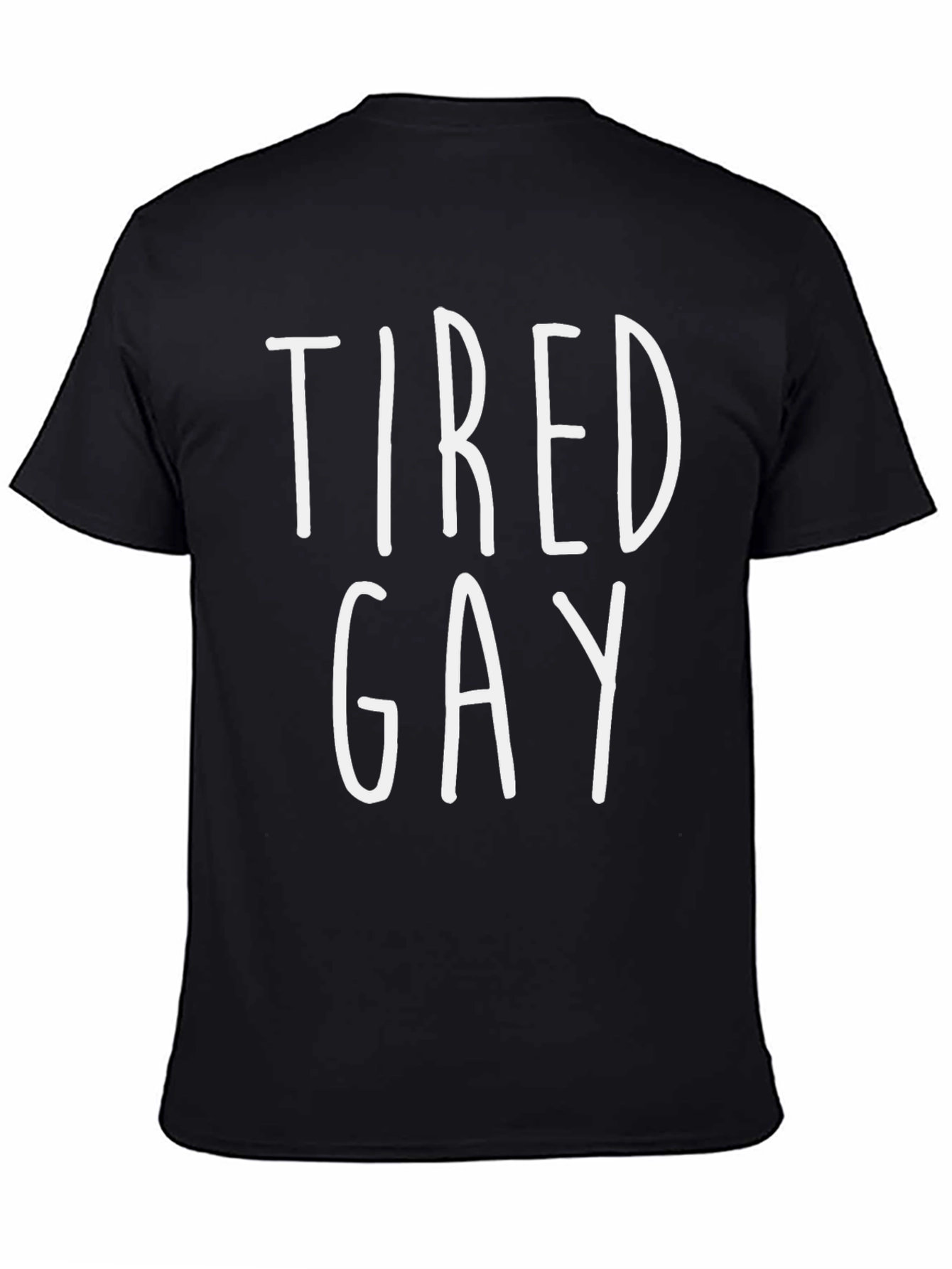 Black Tired Gay Graphic Tee - Black Cotton Blend T-Shirt view 4