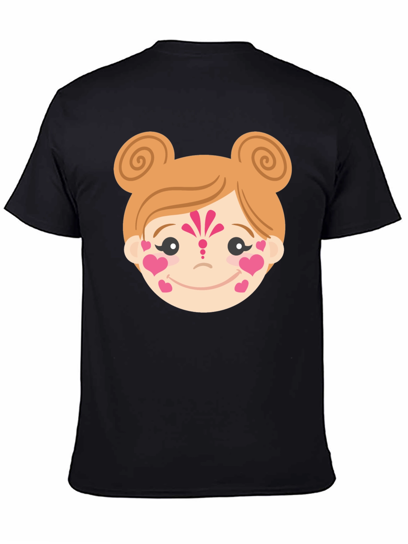 Black Heart Face Girl Black T-Shirt view 4