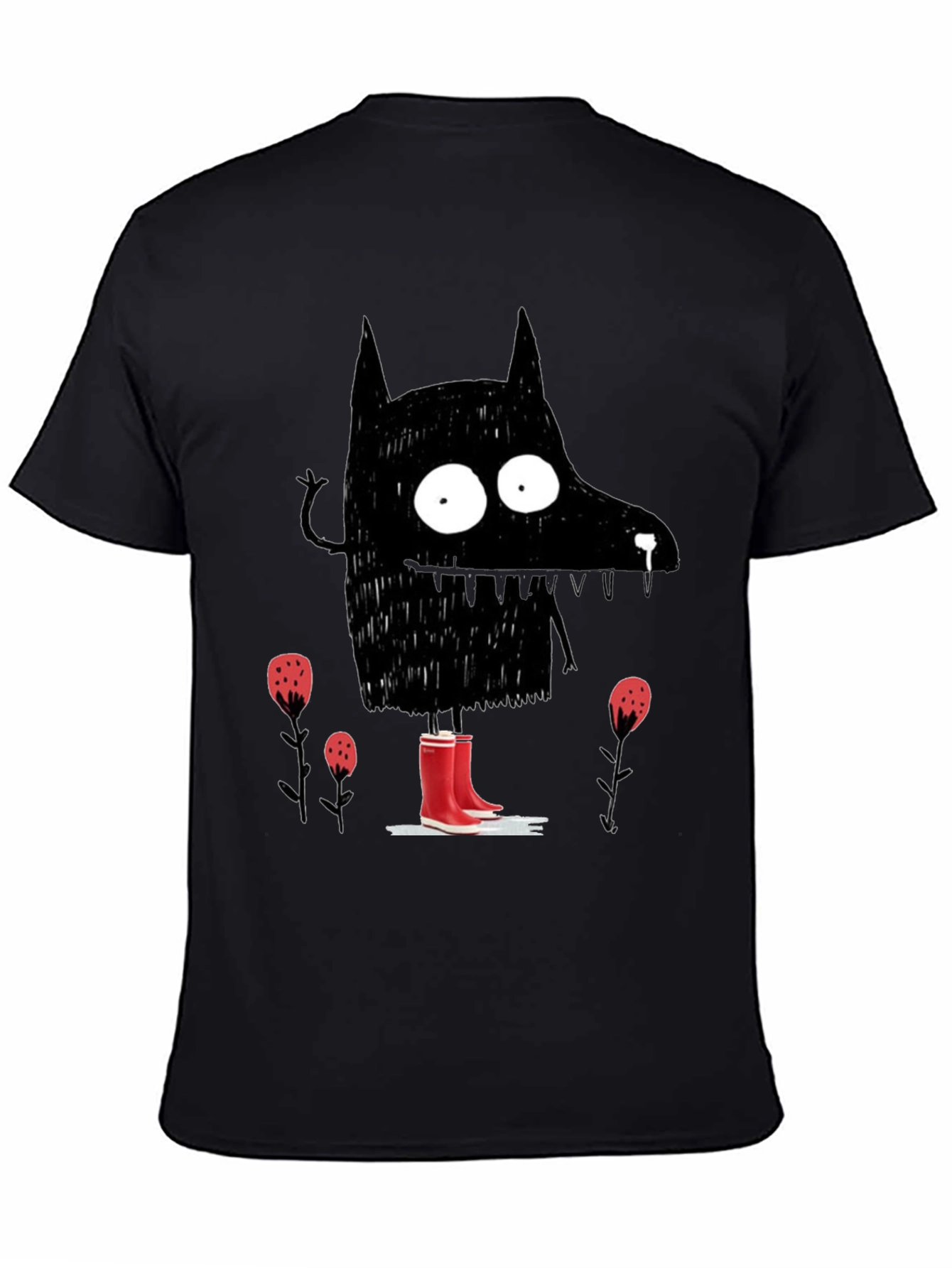 Black Wolf Rain Boot T-Shirt view 4