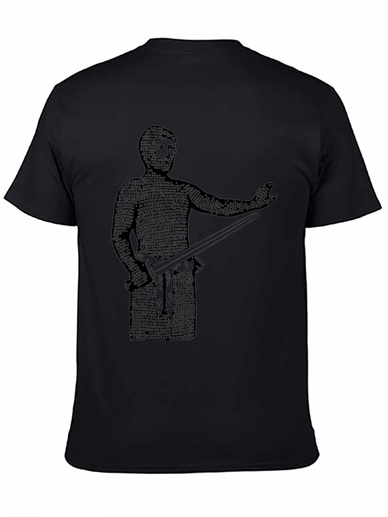 Black Medieval Knight T-Shirt - Chainmail Graphic Tee view 4