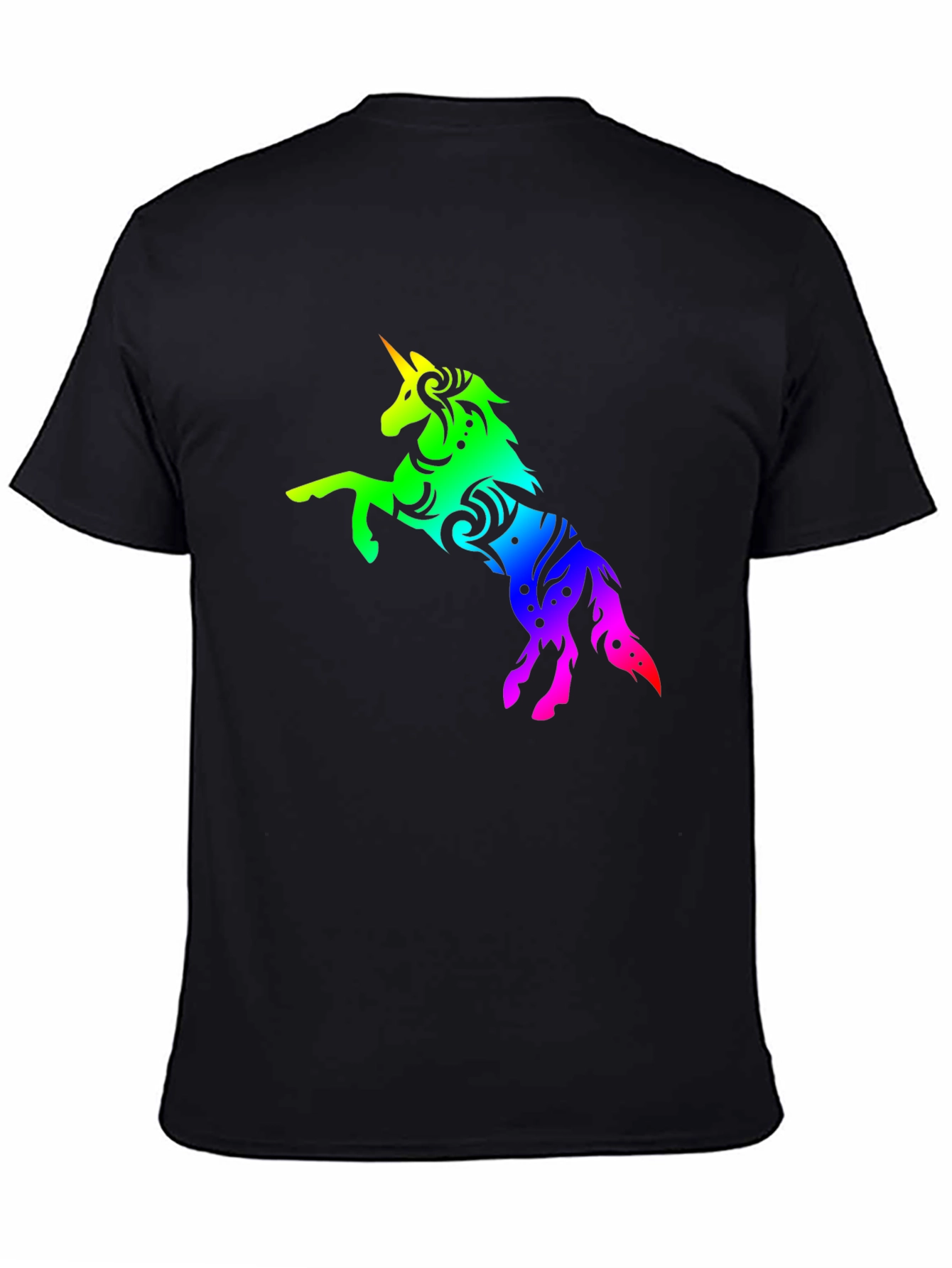 Black Rainbow Unicorn Graphic Tee - Stylish Black T-Shirt view 4