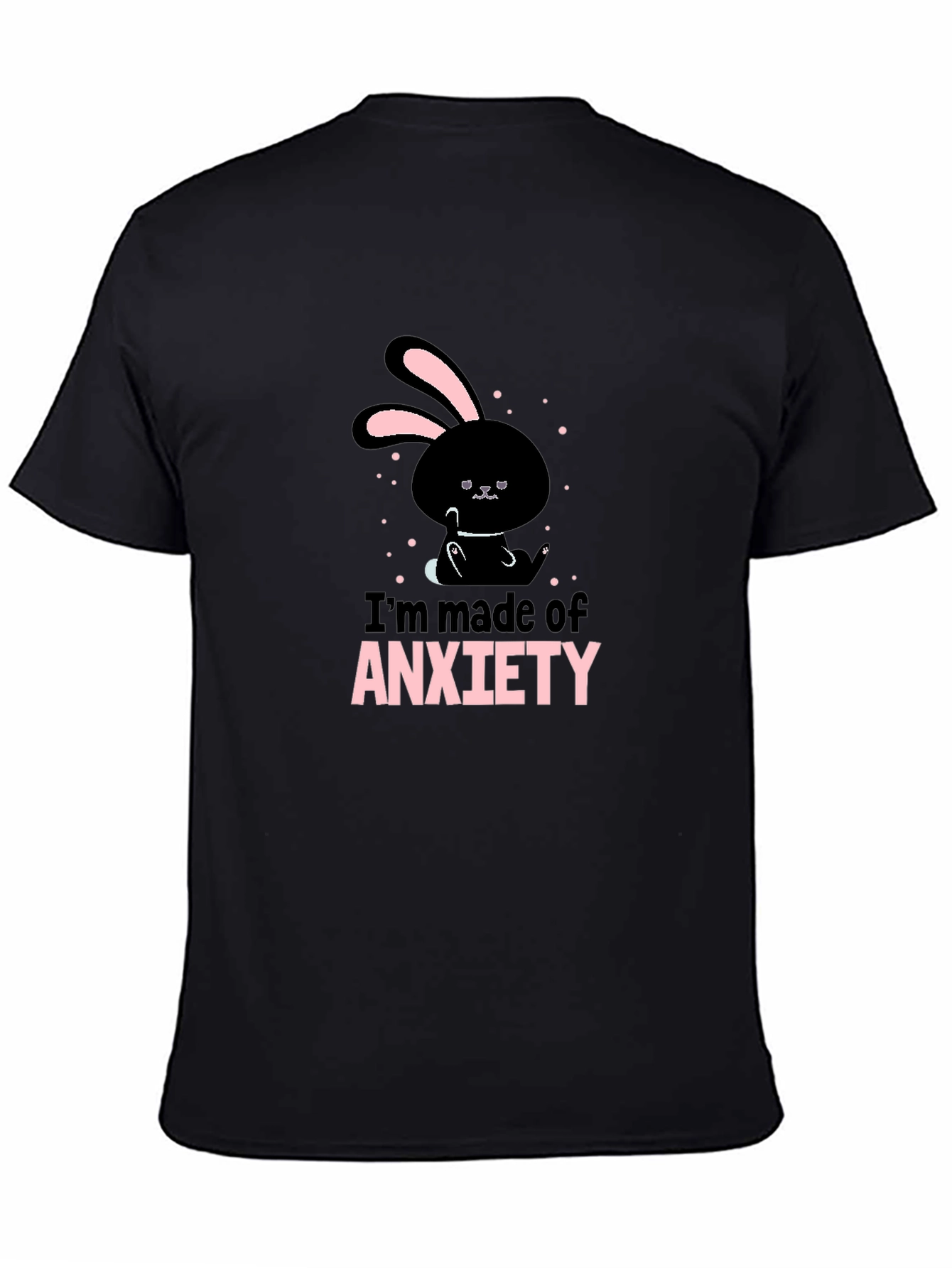Black Anxiety Bunny Black T-Shirt - Soft Cotton Blend view 4