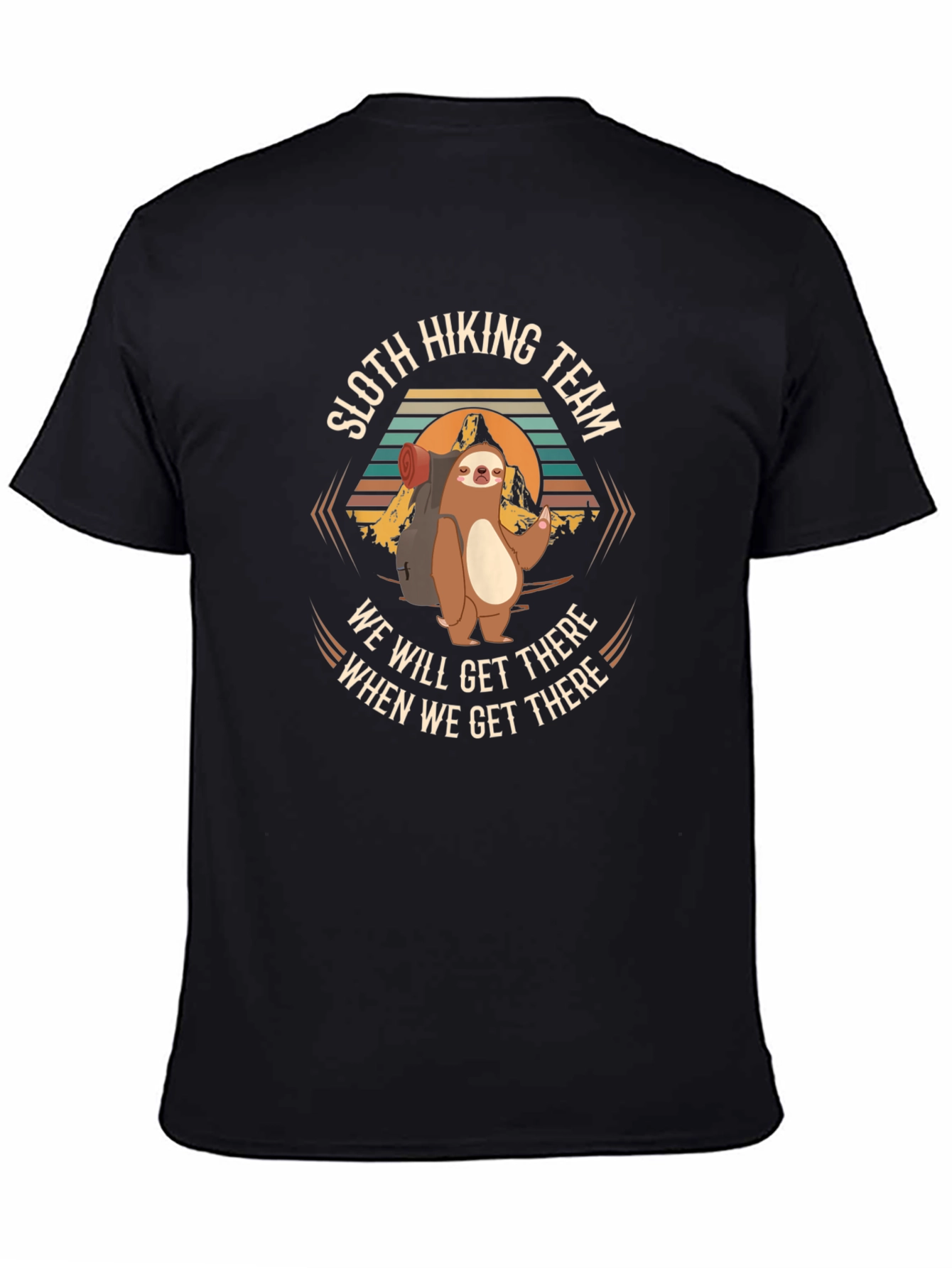 Black Sloth Hiking Team Graphic T-Shirt view 4