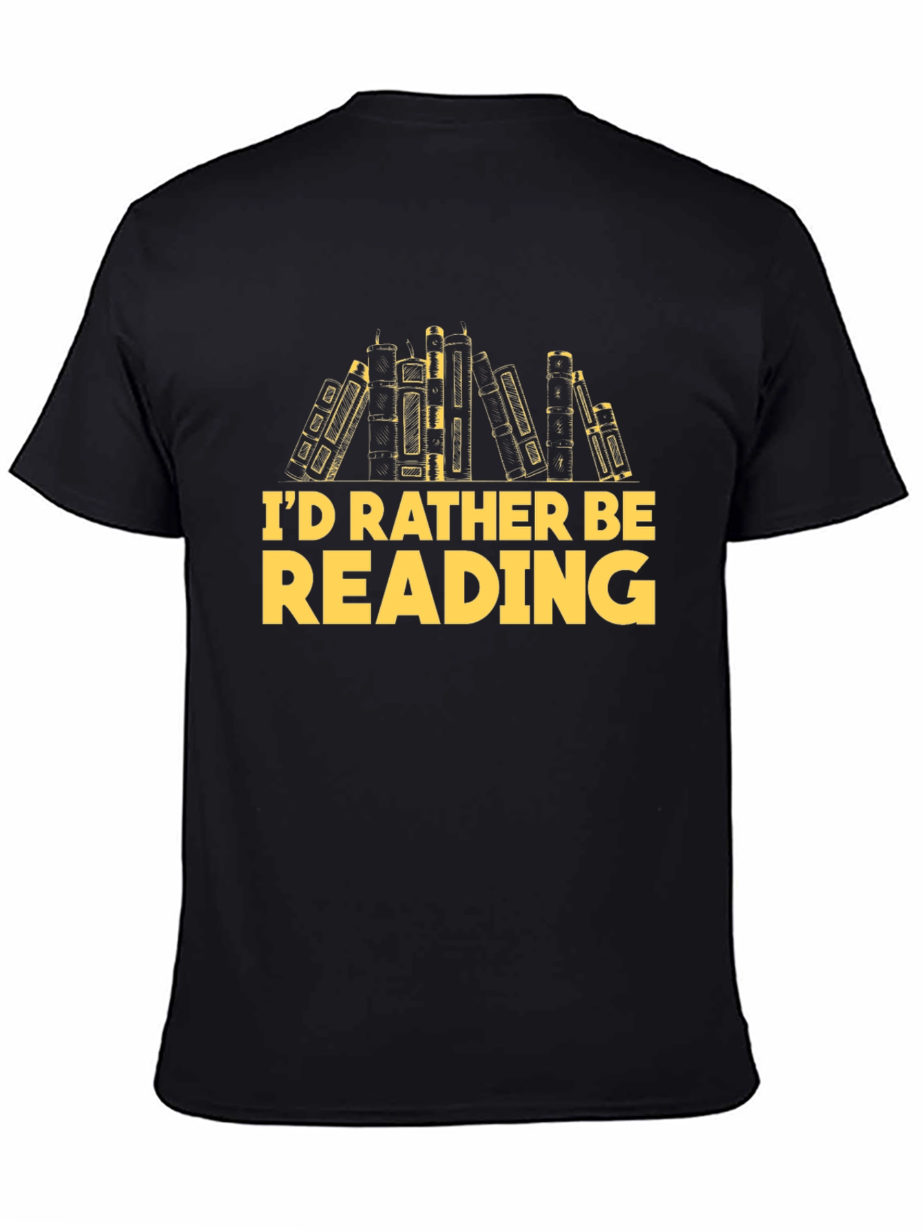 Black I'd Rather Be Reading T-Shirt Bookworm Gift view 4