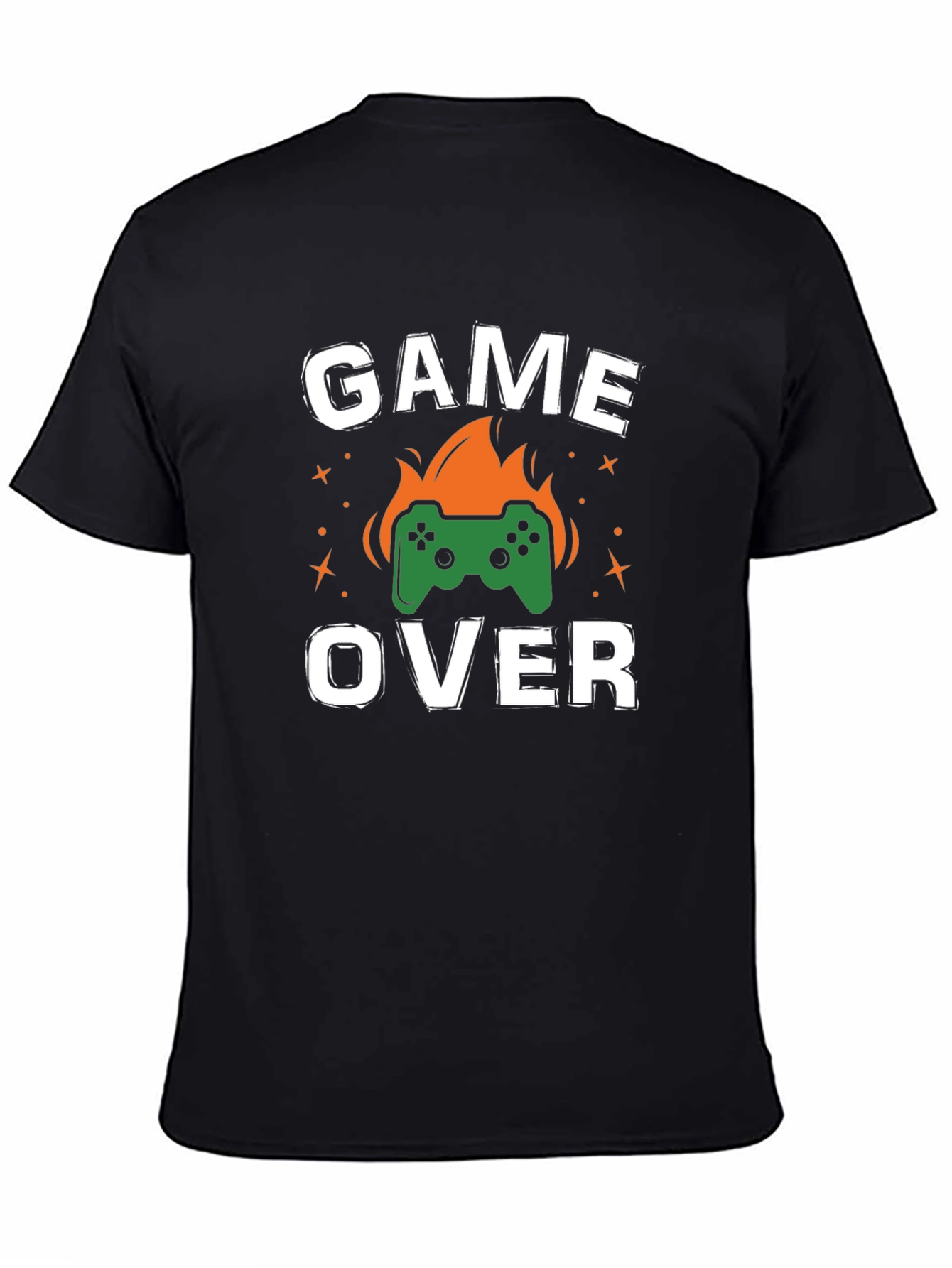 Black Game Over Graphic Print Black T-Shirt view 4