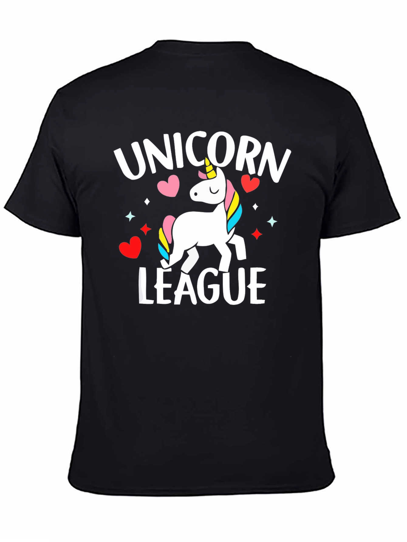Black Unicorn League Graphic Tee - Black Cotton T-Shirt view 4