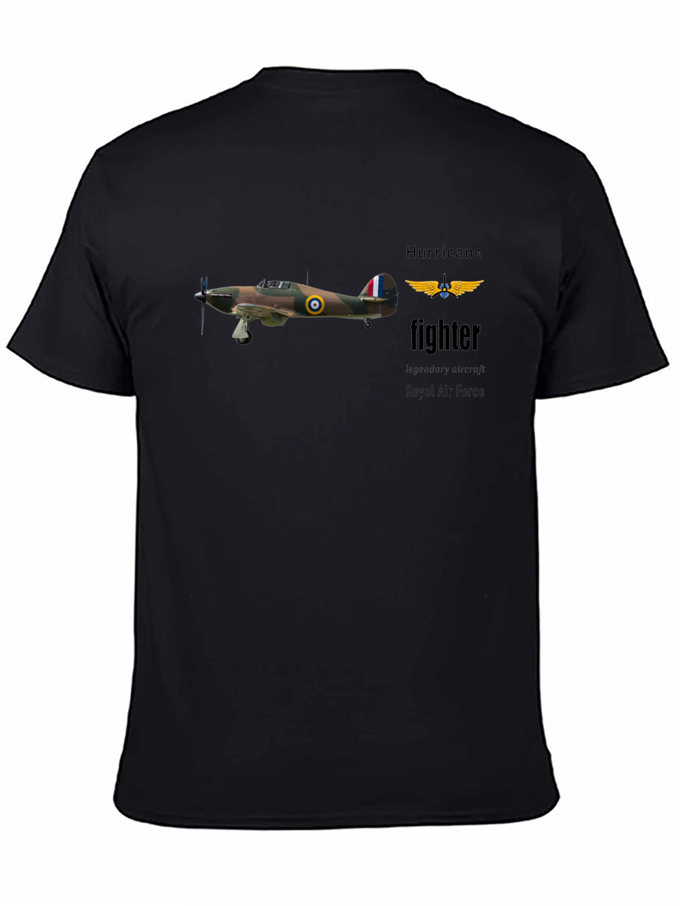 Black Hurricane Fighter T-Shirt - Royal Air Force view 4