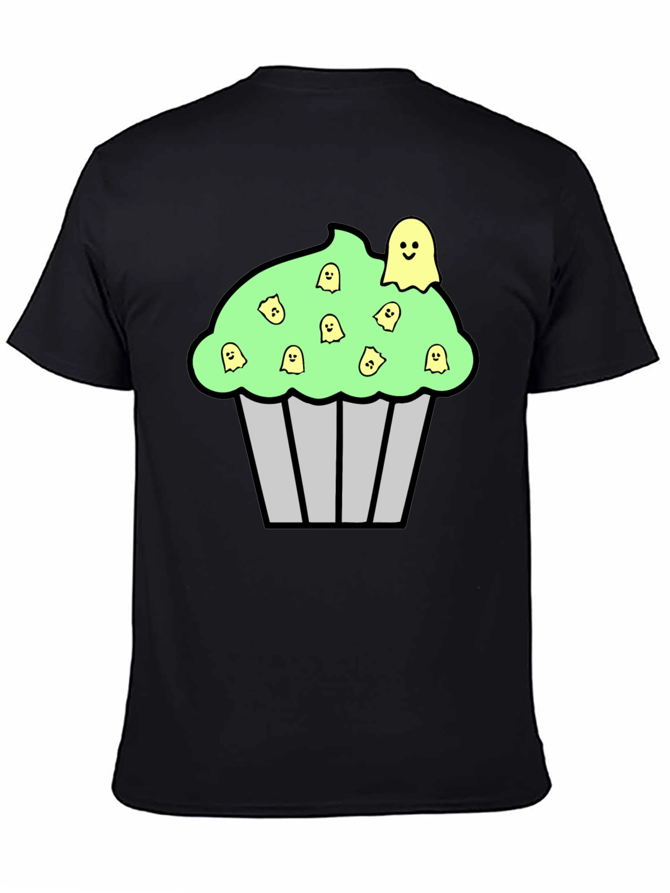 Black Spooky Cupcake Graphic Tee - Halloween T-Shirt view 4