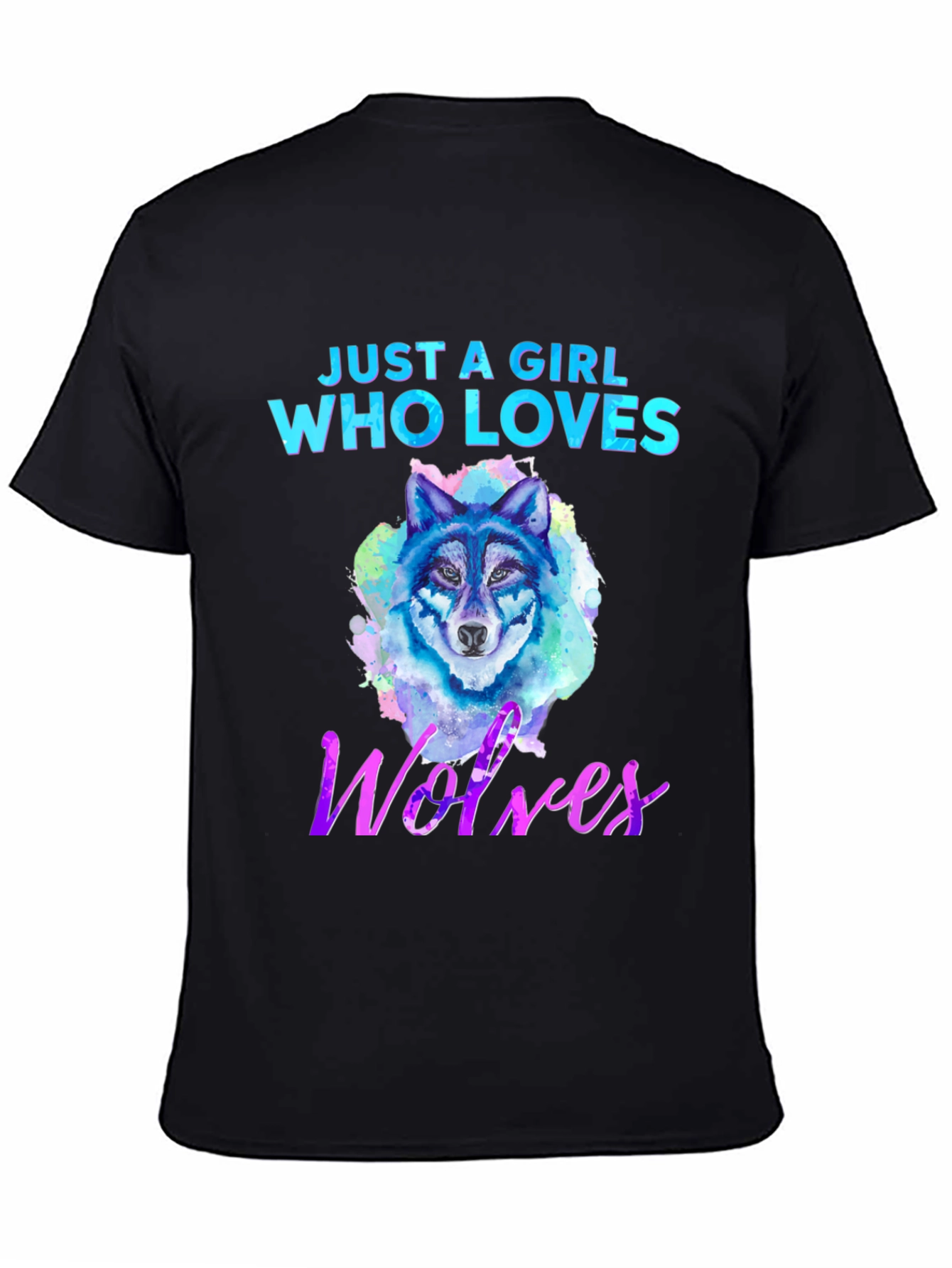 Black Girl Who Loves Wolves Graphic T-Shirt view 4