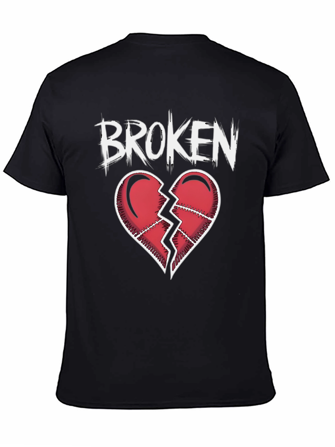 Black Broken Heart Graphic T-Shirt - Black view 4
