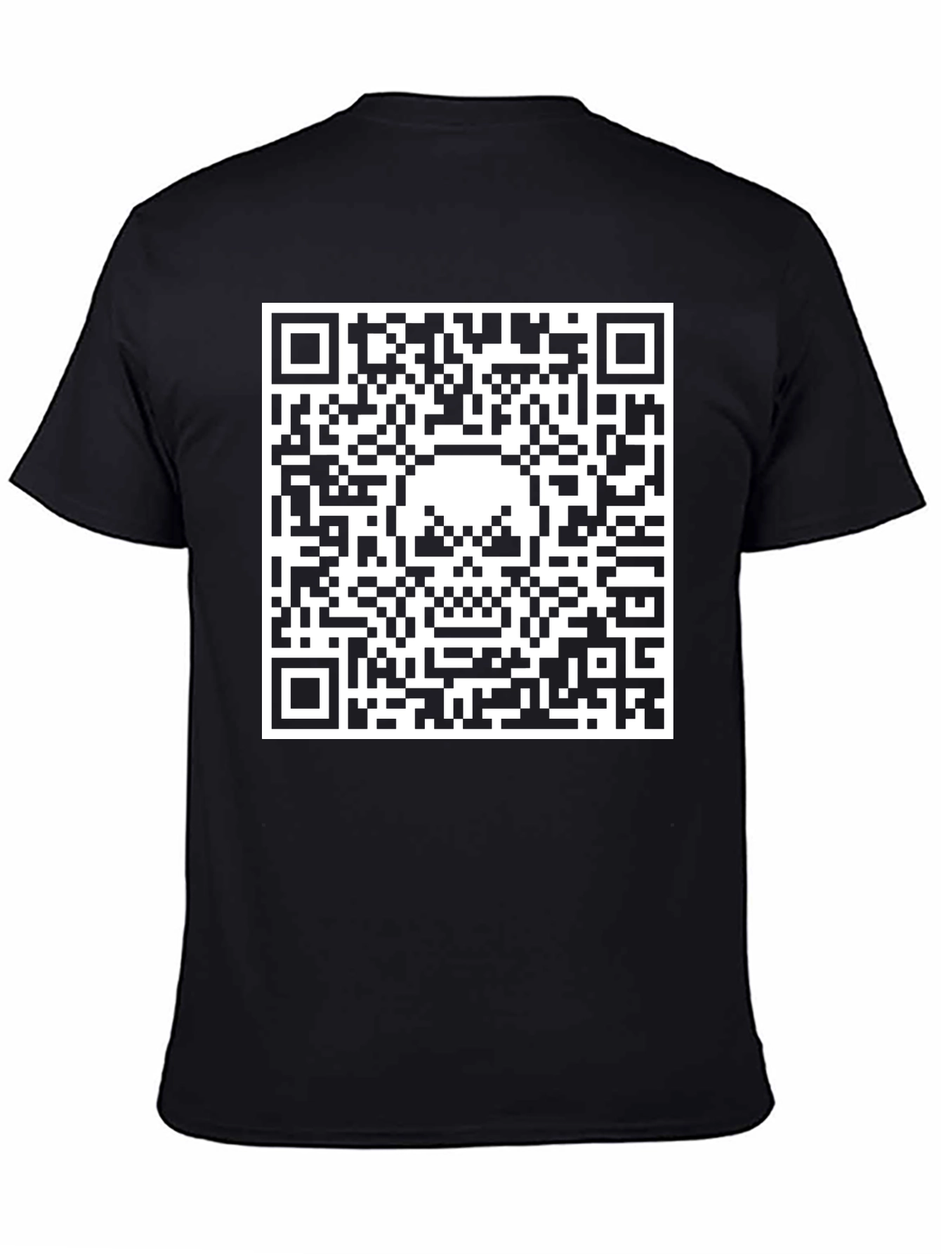Black QR Code Skull Graphic T-Shirt - Black view 4