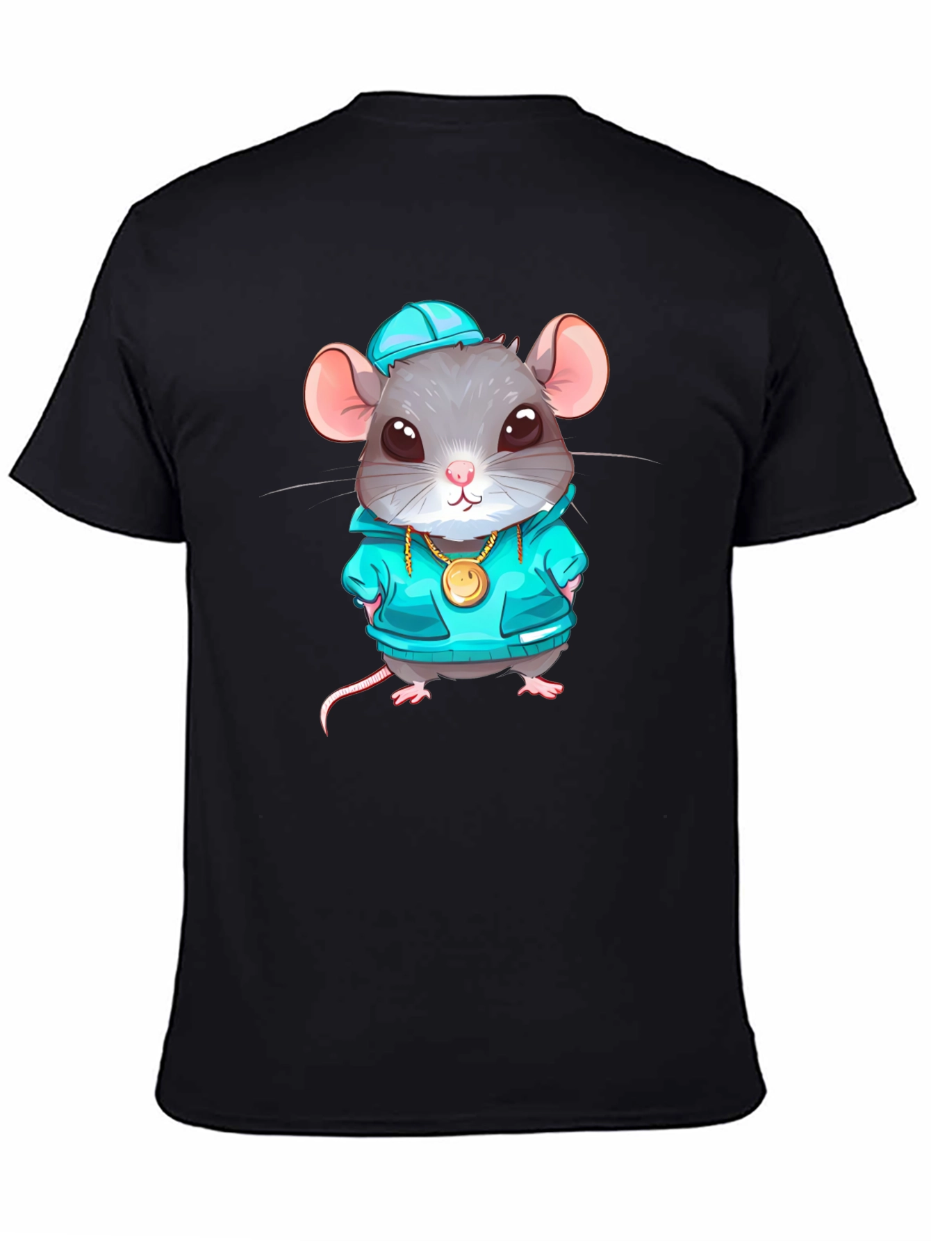 Black Cool Rat Graphic T-Shirt view 4