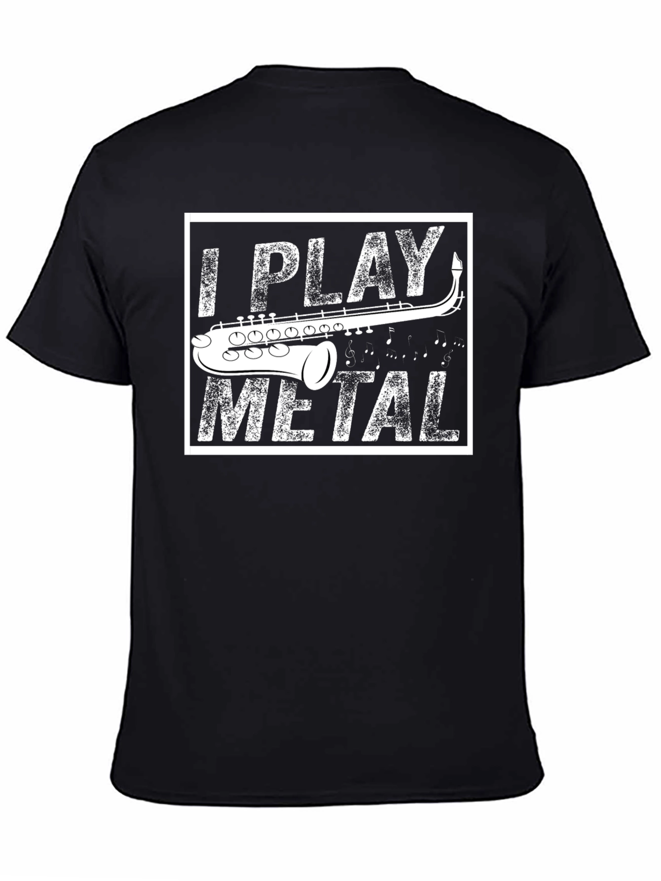 Black I Play Metal Saxophone Black T-Shirt view 4