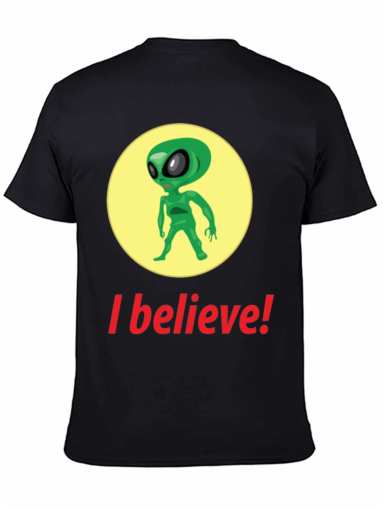 I Believe Alien Graphic Tee - Black Cotton T-Shirt - 4