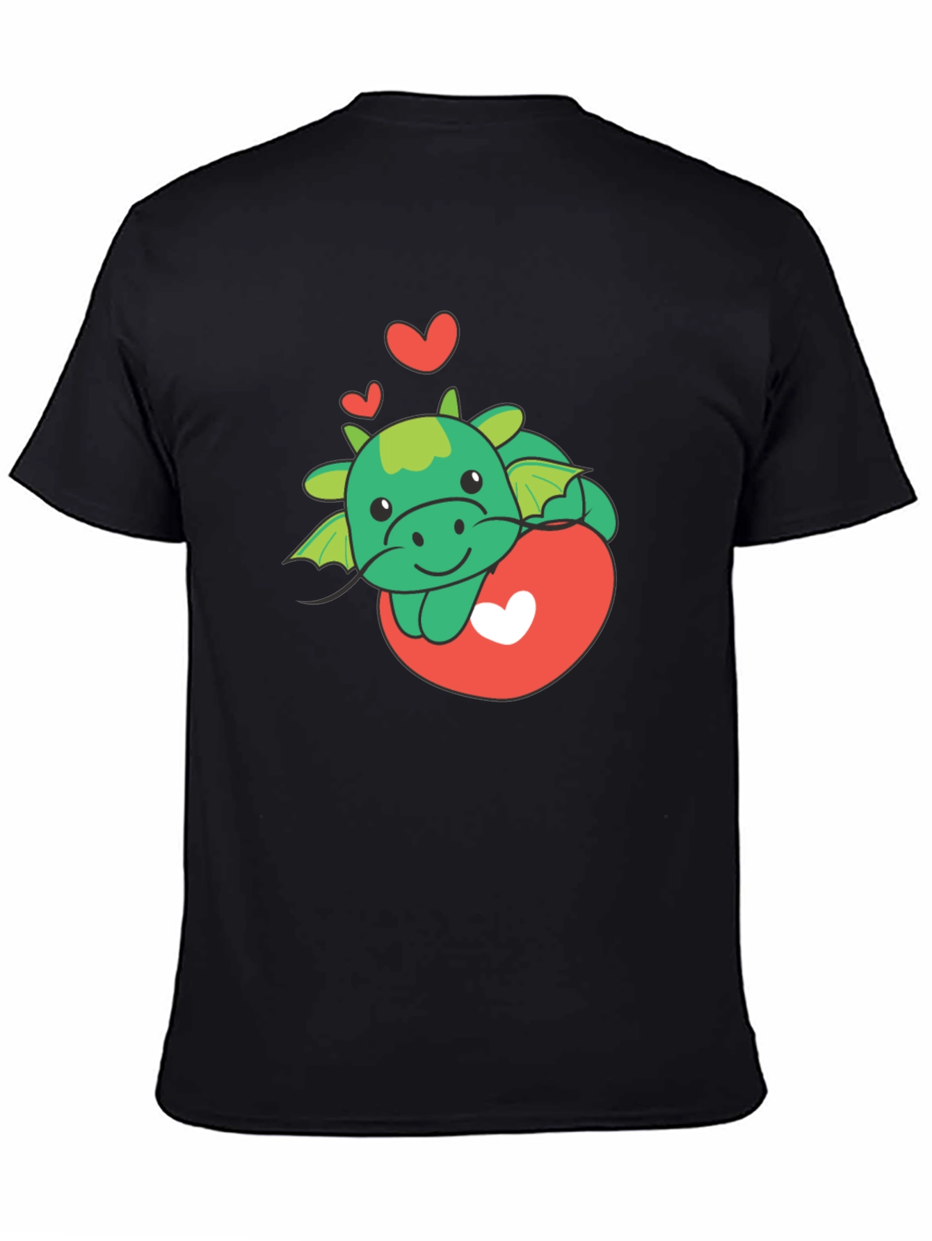 Black Cute Dragon Heart Graphic Tee view 4