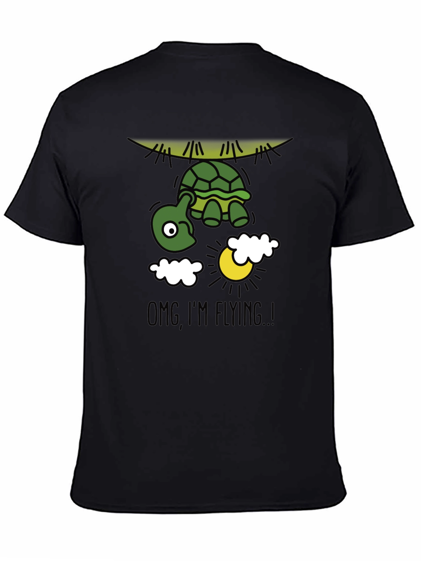 Black Funny Flying Turtle Graphic Tee view 4