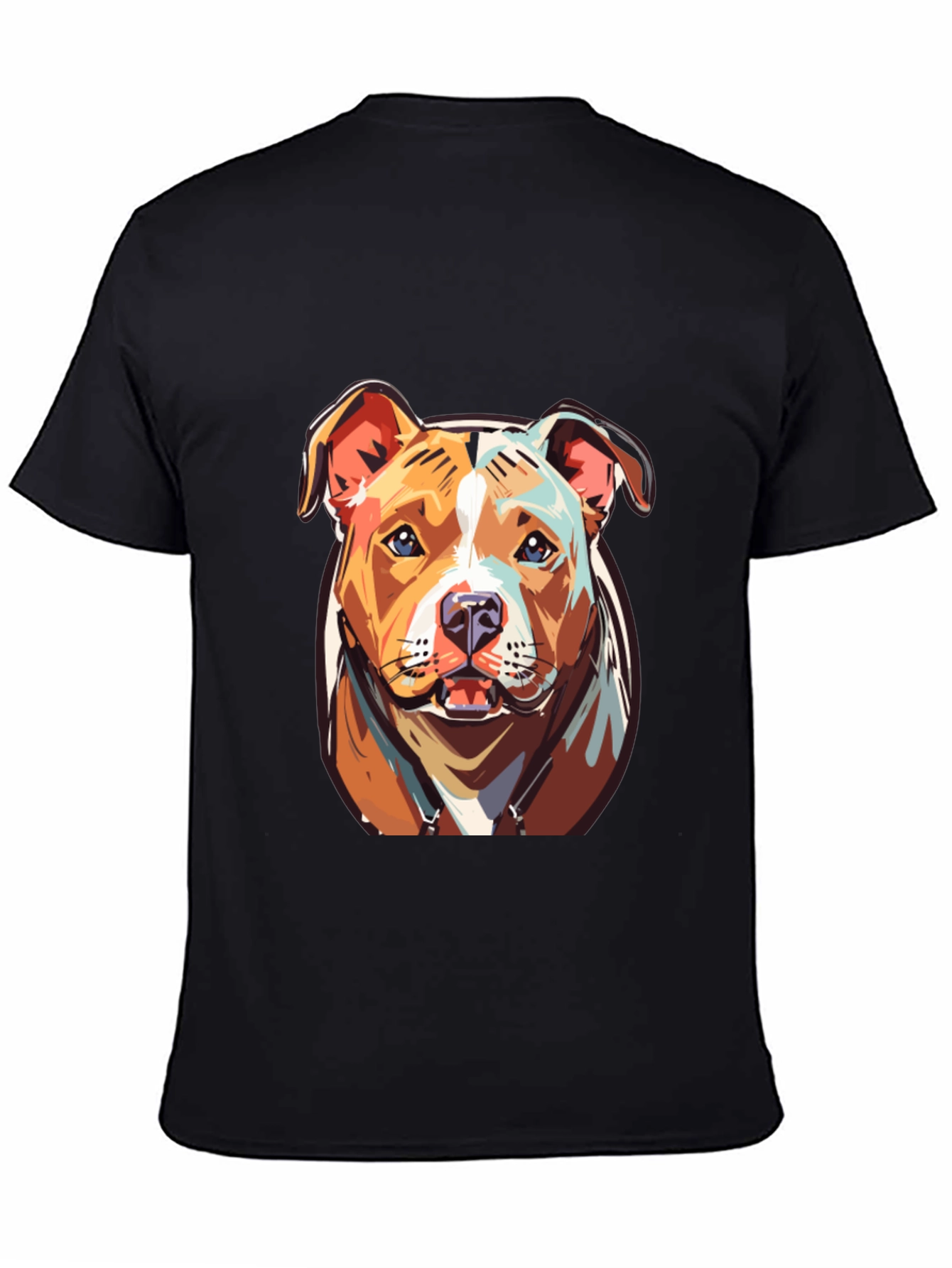 Black Cool Pitbull Dog Graphic Print Tee view 4