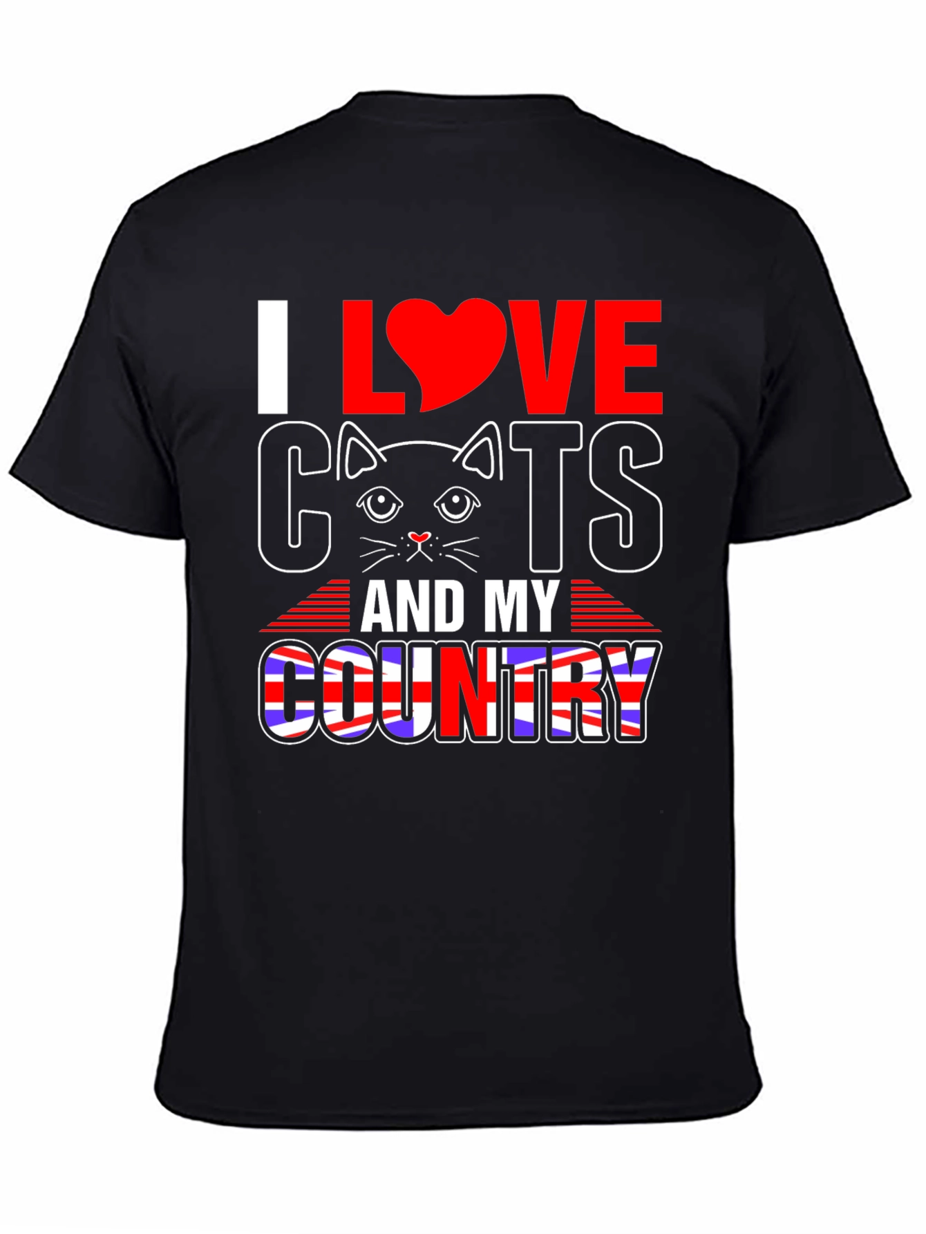 Black I Love Cats and My Country T-Shirt view 4