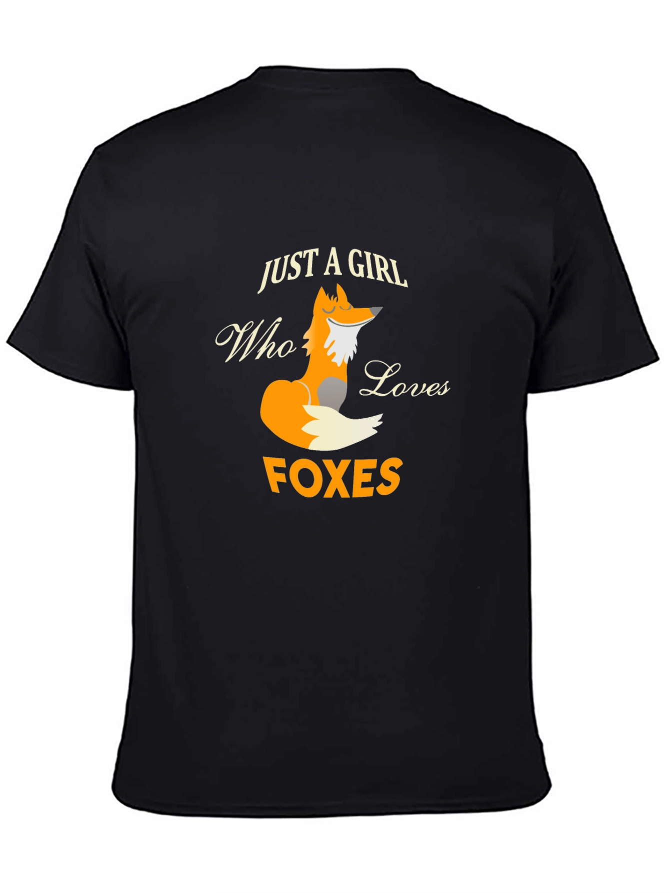 Black Just A Girl Who Loves Foxes Graphic T-Shirt view 4
