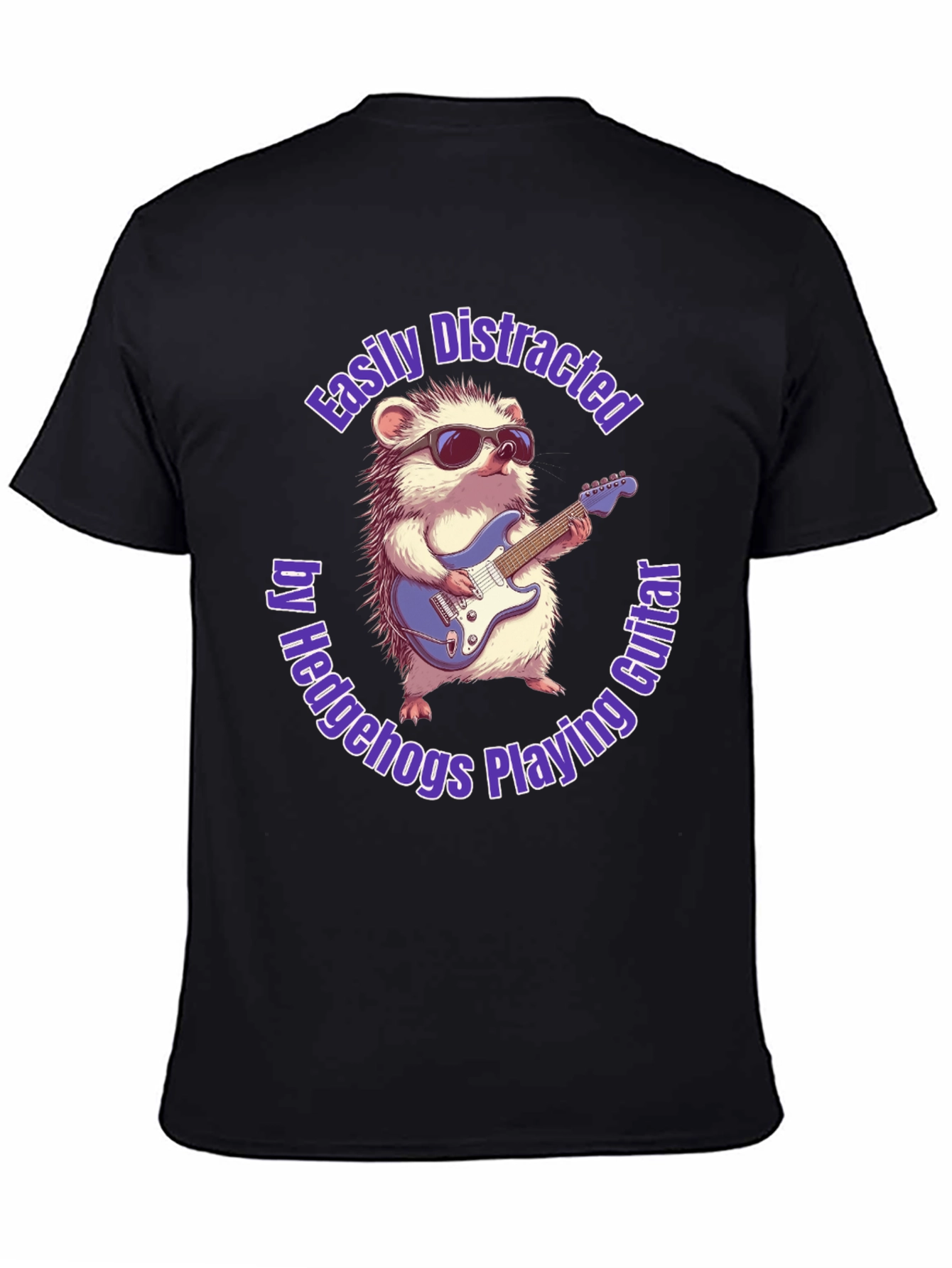 Black Hedgehog Guitarist T-Shirt view 4