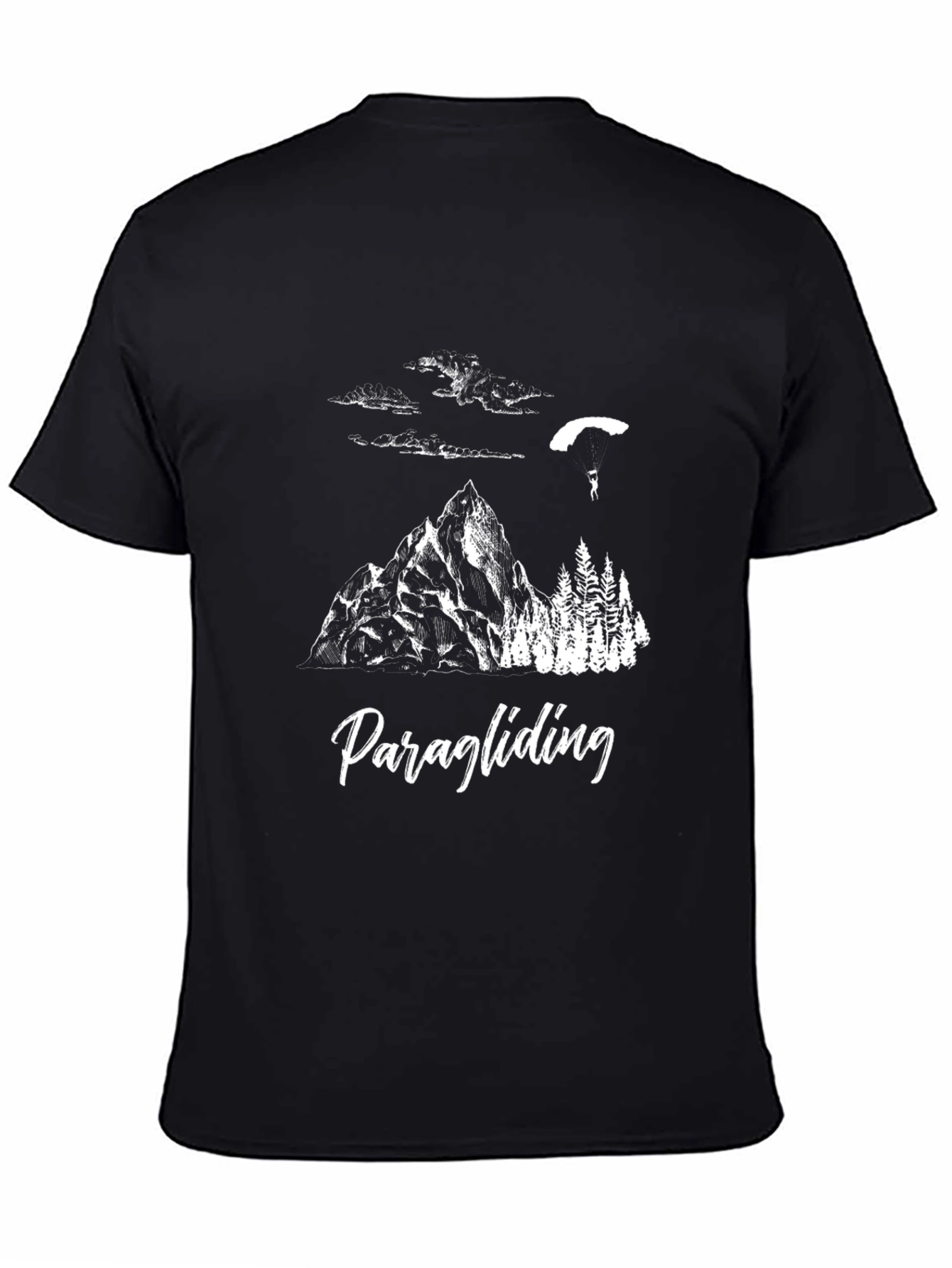 Black Paragliding Graphic T-Shirt - Mountain Adventure Tee view 4