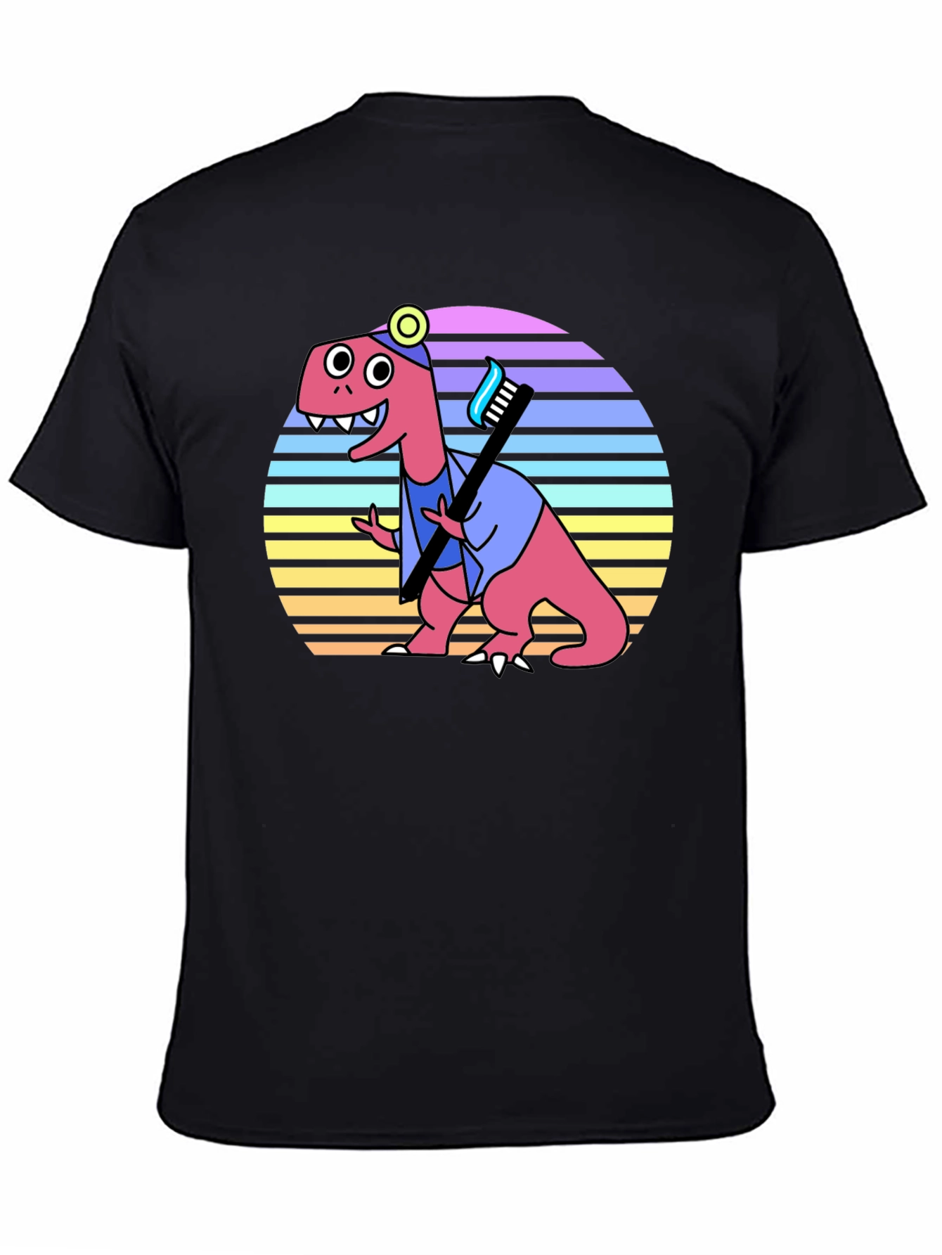 Black Dino Dentist T-Shirt - Novelty Graphic Tee view 4