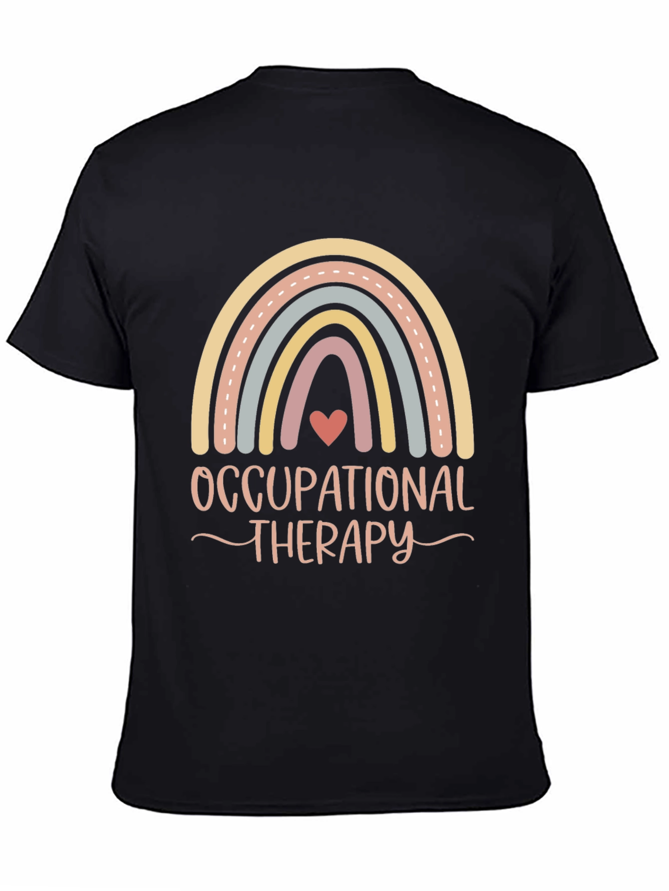 Black Occupational Therapy Rainbow T-Shirt view 4