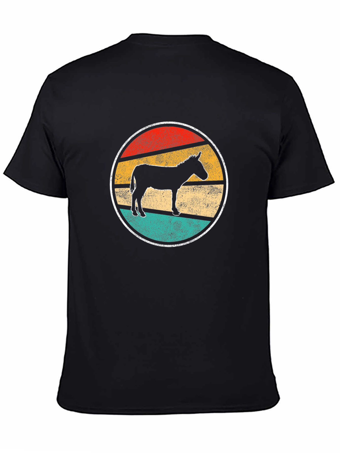 Black Retro Donkey T-Shirt - Black Cotton Crew Neck Tee view 4