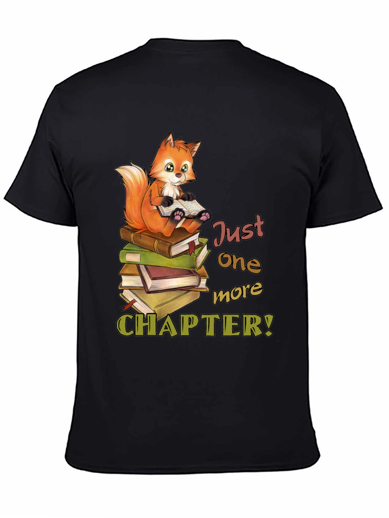 Black Bookworm Fox T-Shirt - Just One More Chapter view 4