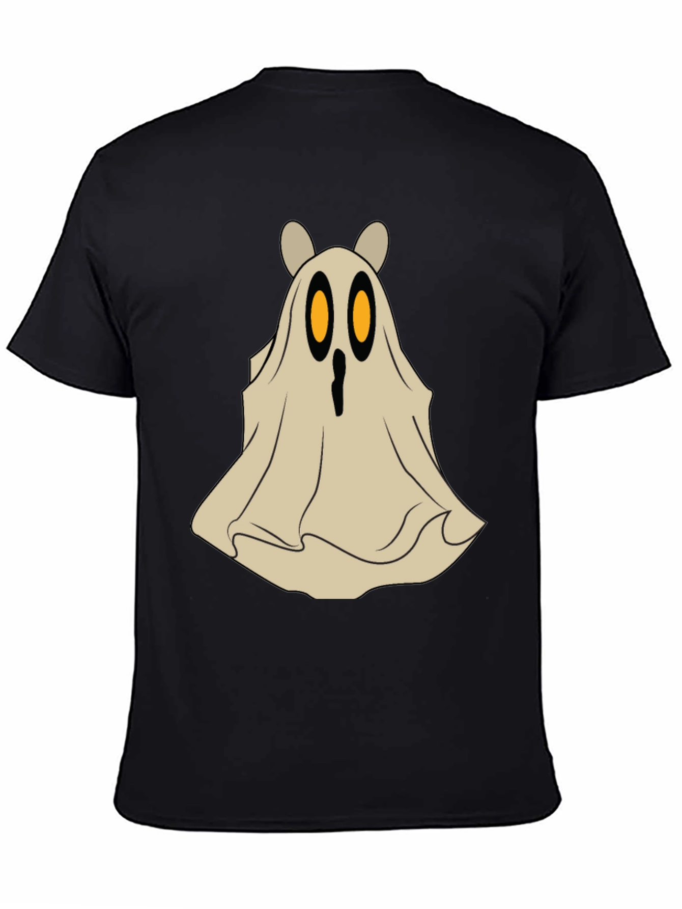 Black Spooky Cute Bear Ghost Halloween T-Shirt view 4