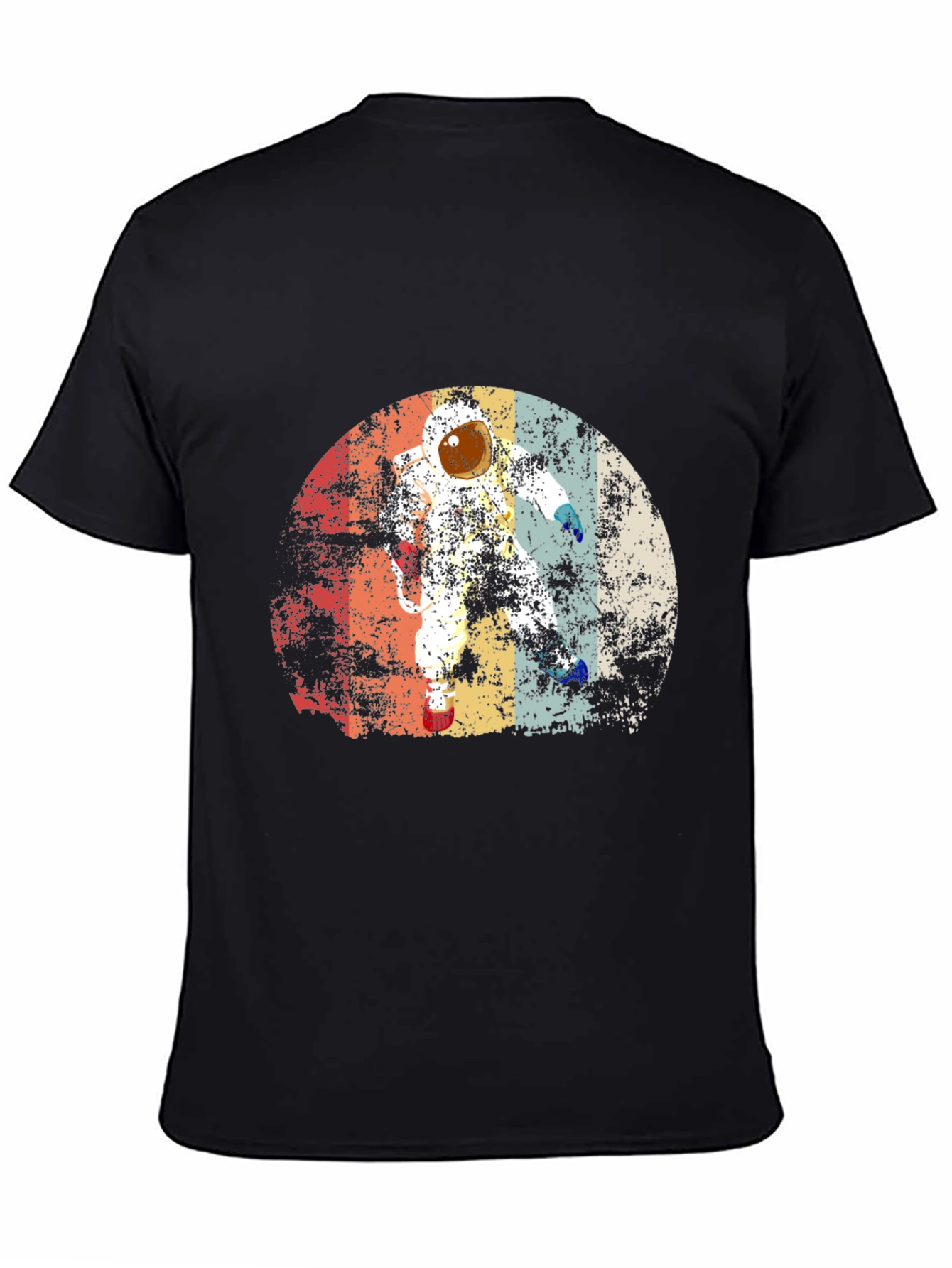 Black Retro Astronaut Graphic Black T-Shirt view 4