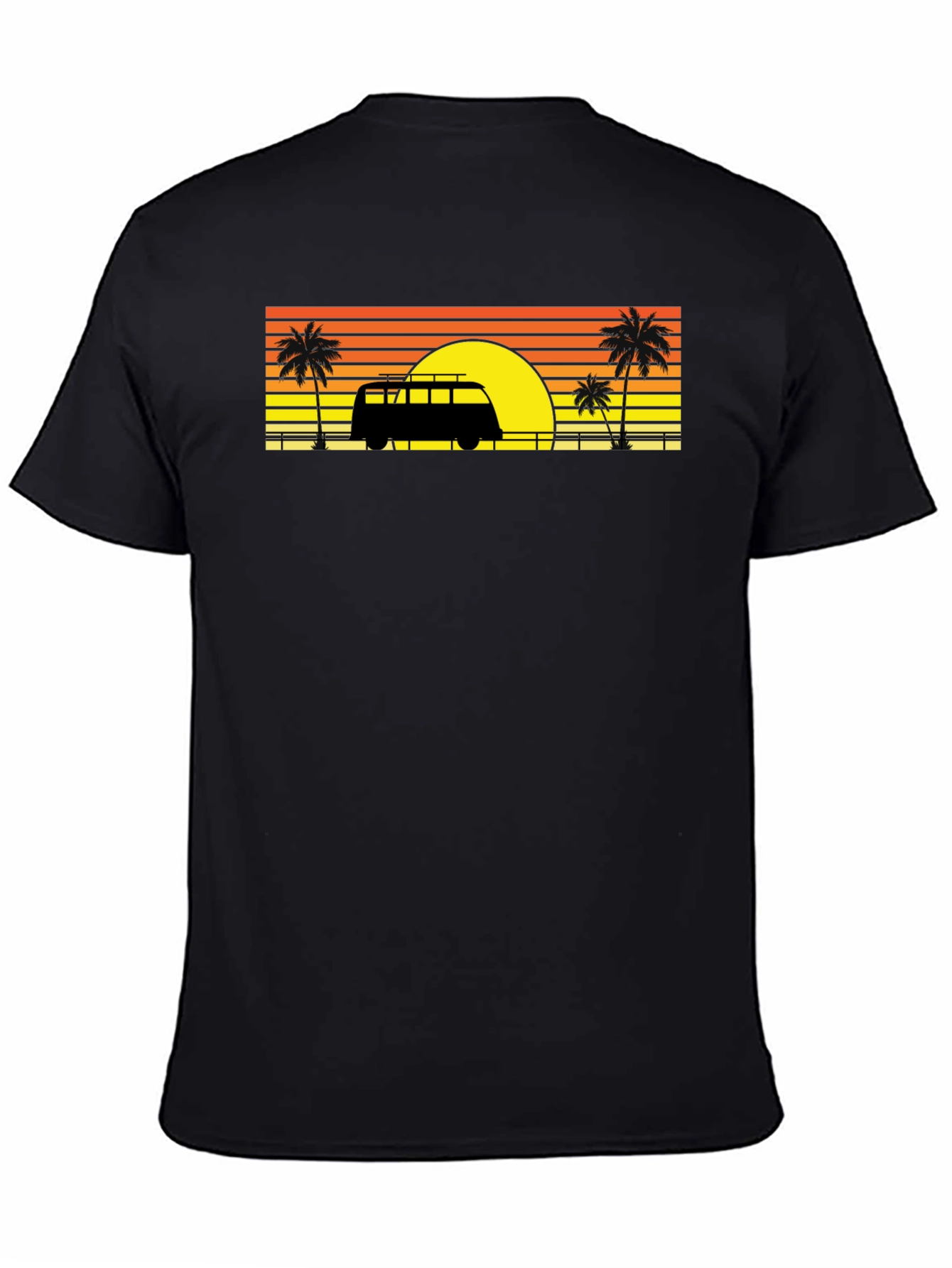 Black Sunset Van Palm Tee - Retro Beach Vibes view 4