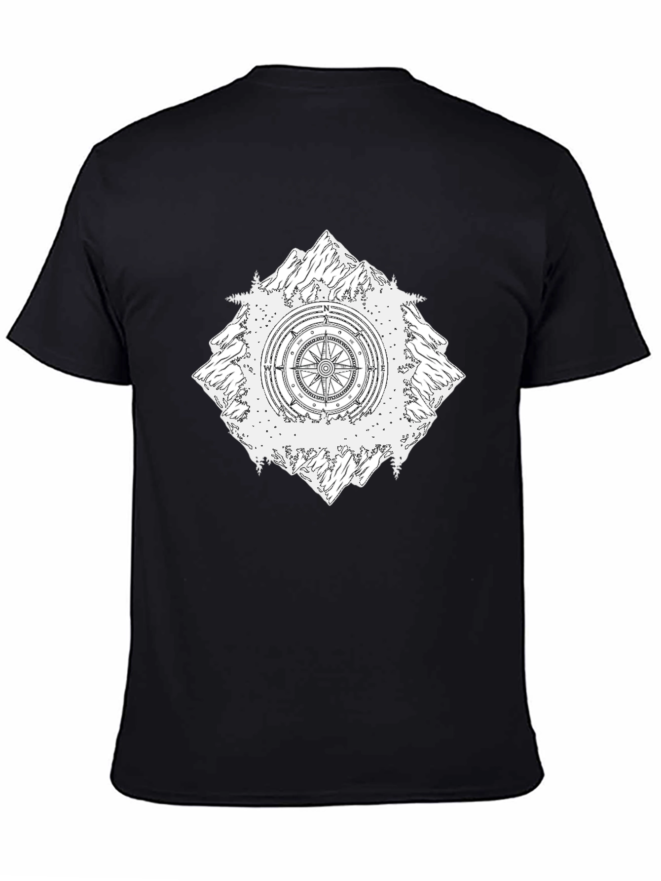 Black Mountain Compass Graphic Tee - Black Cotton T-Shirt view 4