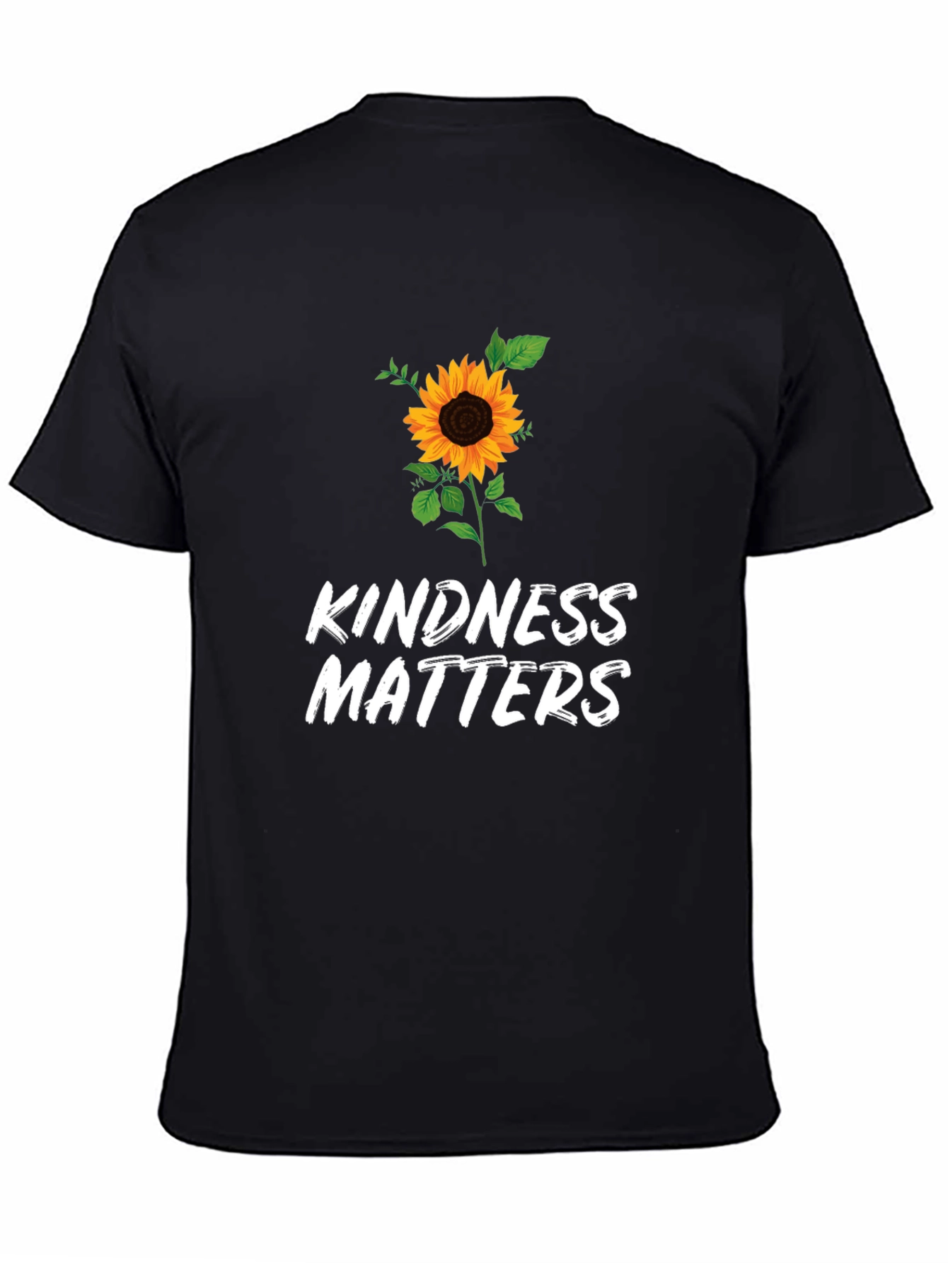 Black Kindness Matters Sunflower Graphic Black T-Shirt view 4