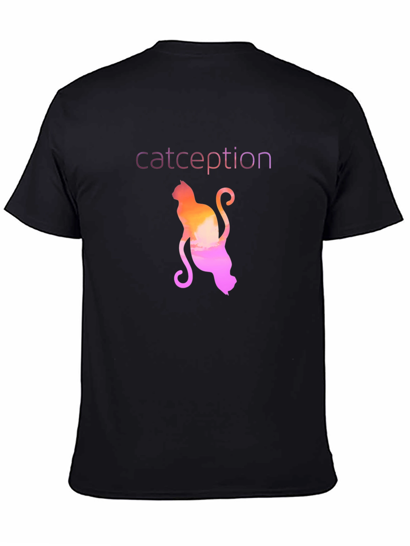 Black Catception T-Shirt - Unique Gradient Cat Design view 4